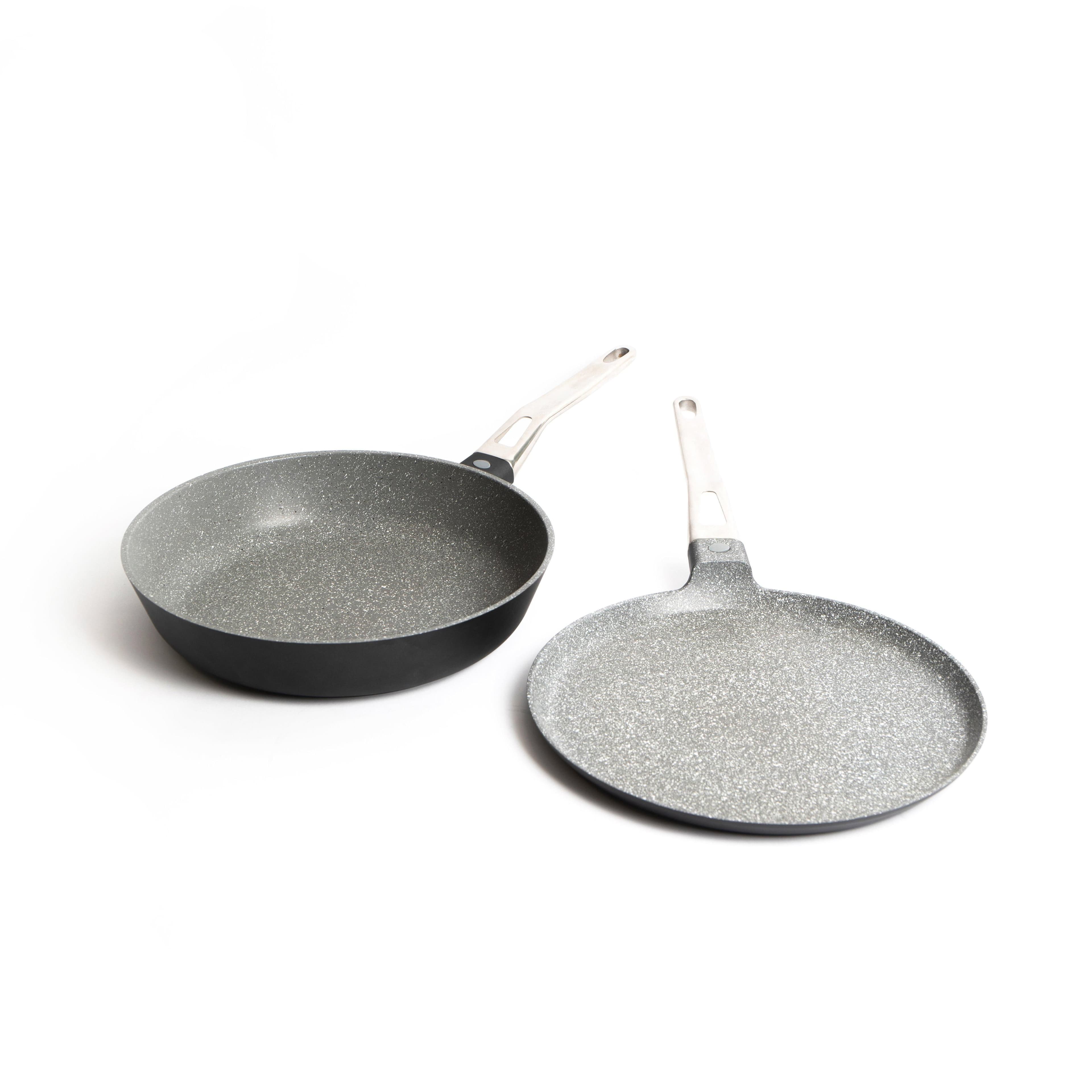 2pc Induction Safe & Non Stick Cast Aluminium Pan Set 28cm Frying Pan 28cm Crepe Pan