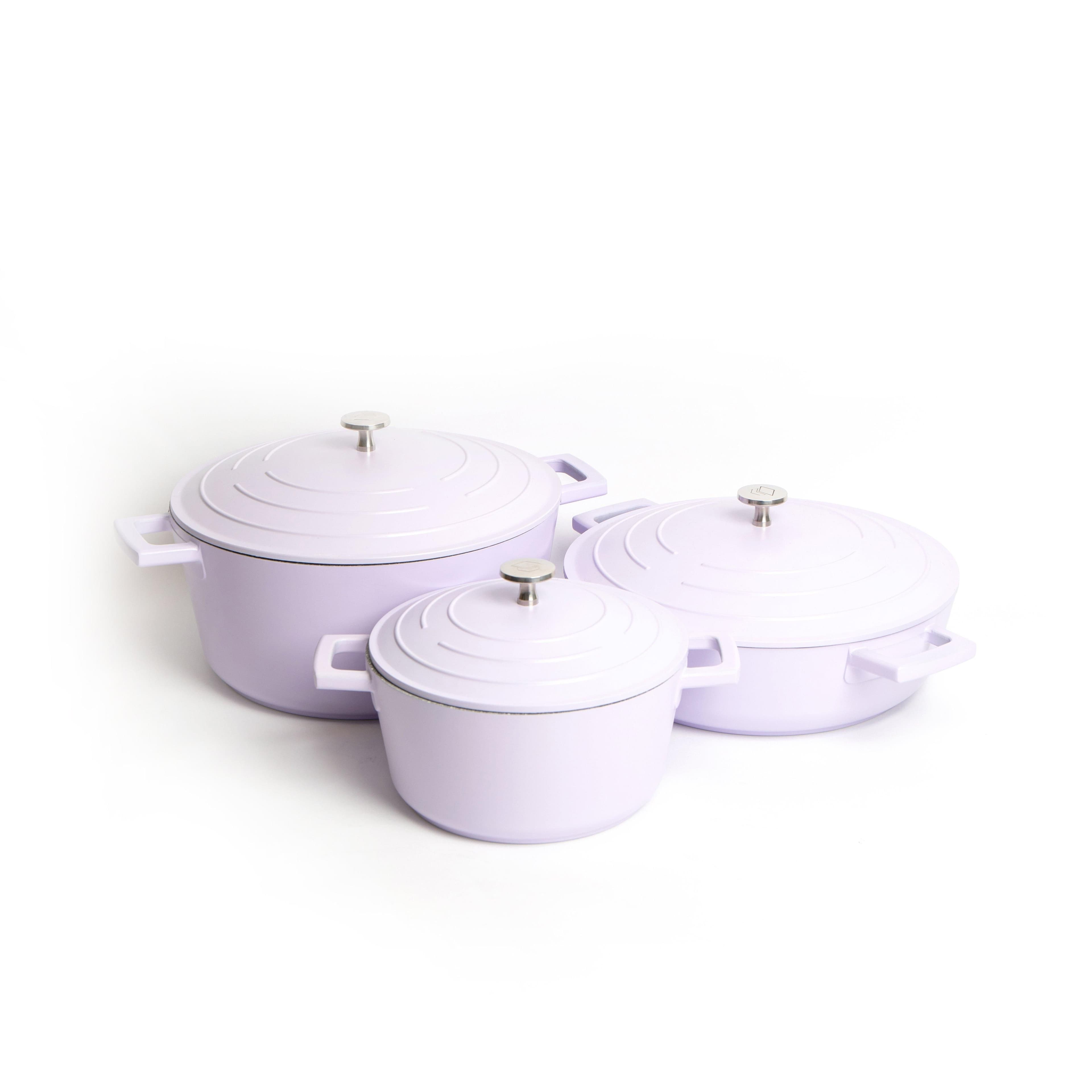 3pc Cookware Set Non Stick Cast Aluminium Casserole Dishes 20cm 2.5L 28cm 4L 28cm 5L Gift Boxed