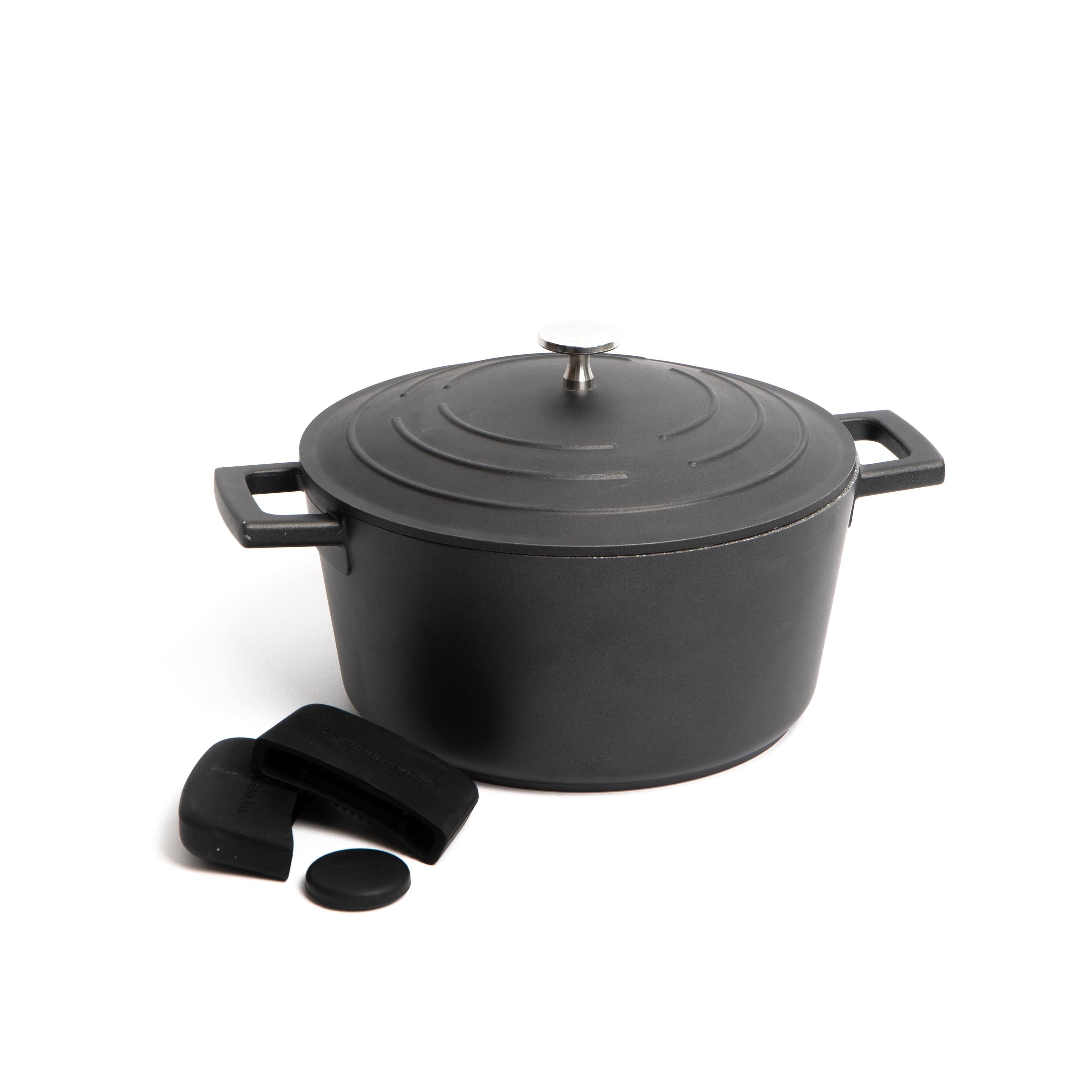 2pc Cookware Set Non Stick Cast Aluminium Casserole Dish 24cm 4L 3pc Silicone Handle Cover Set Gift Boxed