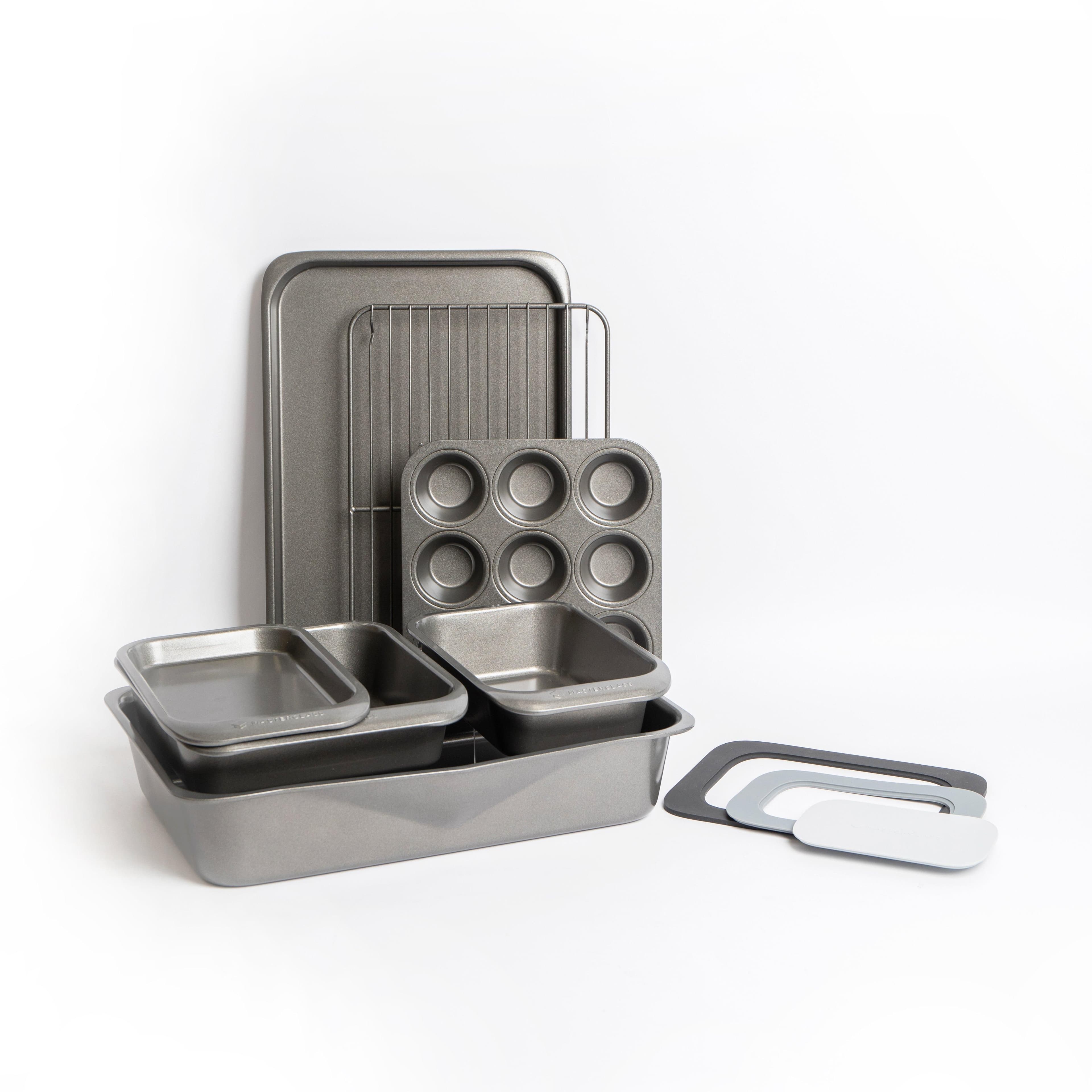 Set Gift Boxed Smart Space Stacking Non Stick Bakeware Set 7 Piece Three One Trivet Set