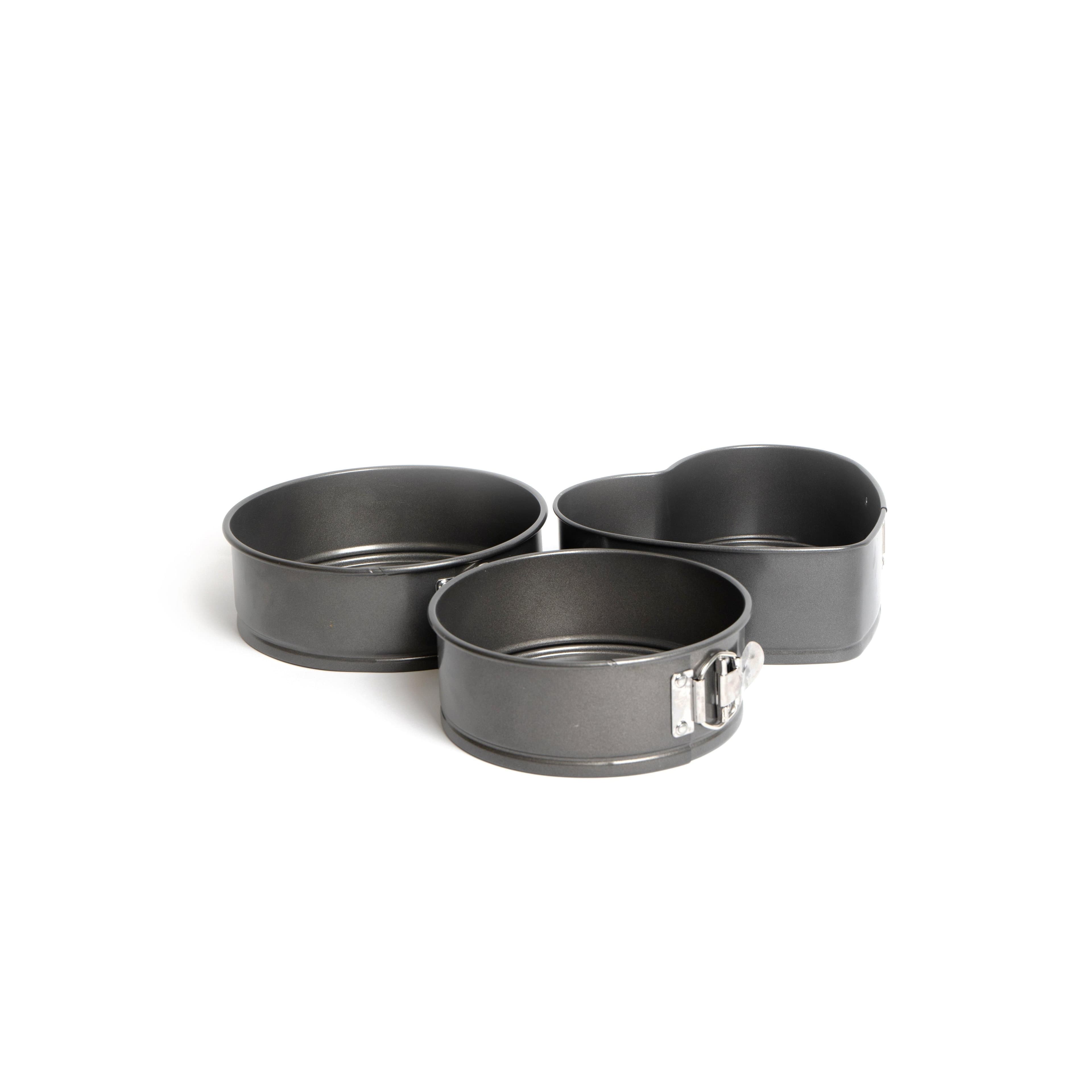 3pc Non Stick Spring Form Loose Base Cake Pan Bundle Includes 3 Tins 18cm 20cm Round Heart Shaped Tin