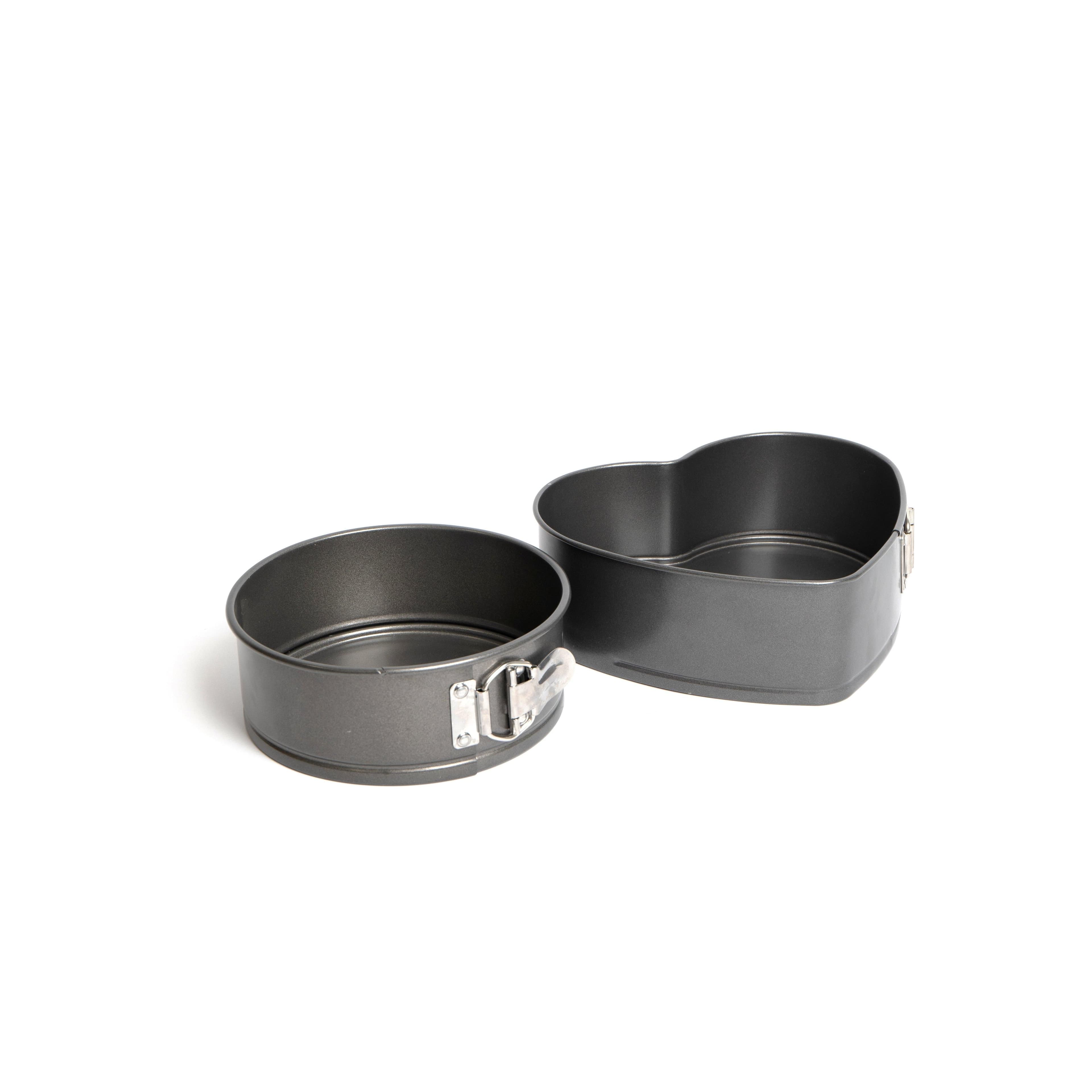 2pc Non Stick Spring Form Loose Base Cake Pan Set 18cm Round Cake Pan Heart Shaped Tin