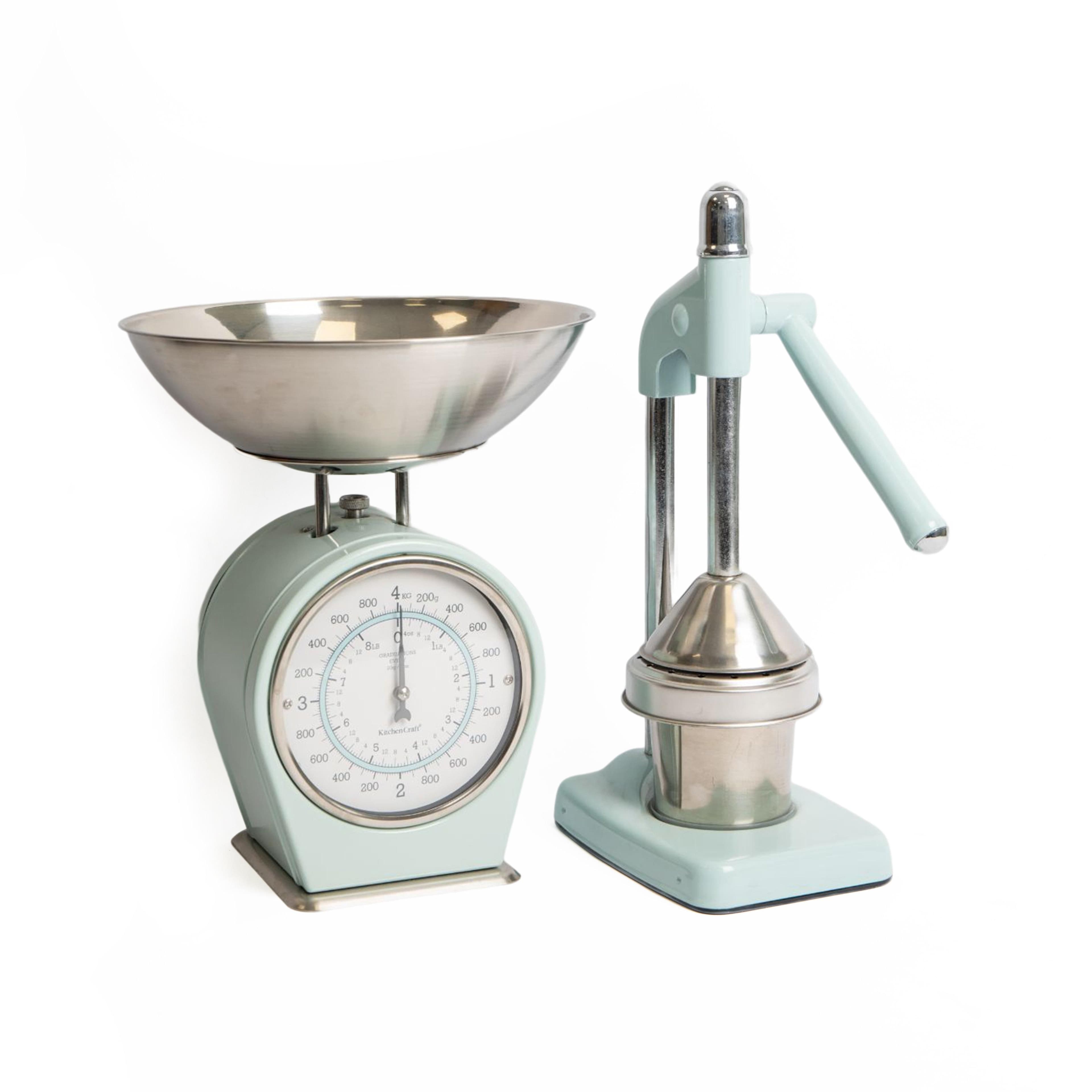 2pc Vintage Heavy Duty Kitchen Set including Mechanical Scales Heavy Duty Lever Arm Juicer