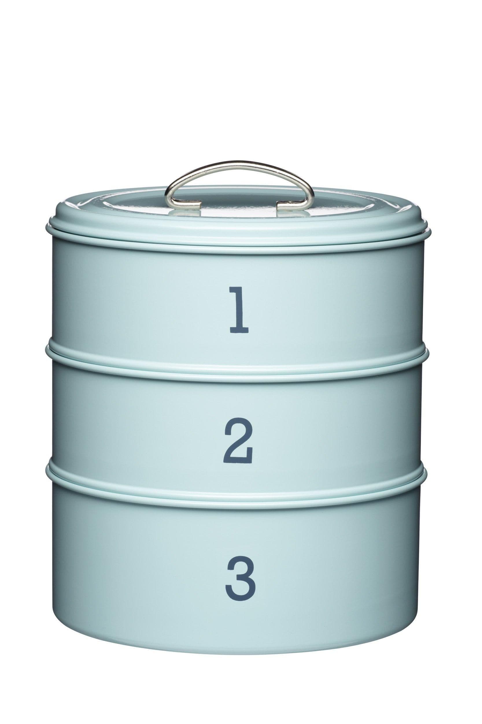 4pc Vintage Stainless Steel Kitchen Storage Set Tea Coffee & Sugar Canisters Three Tier Cake Tin