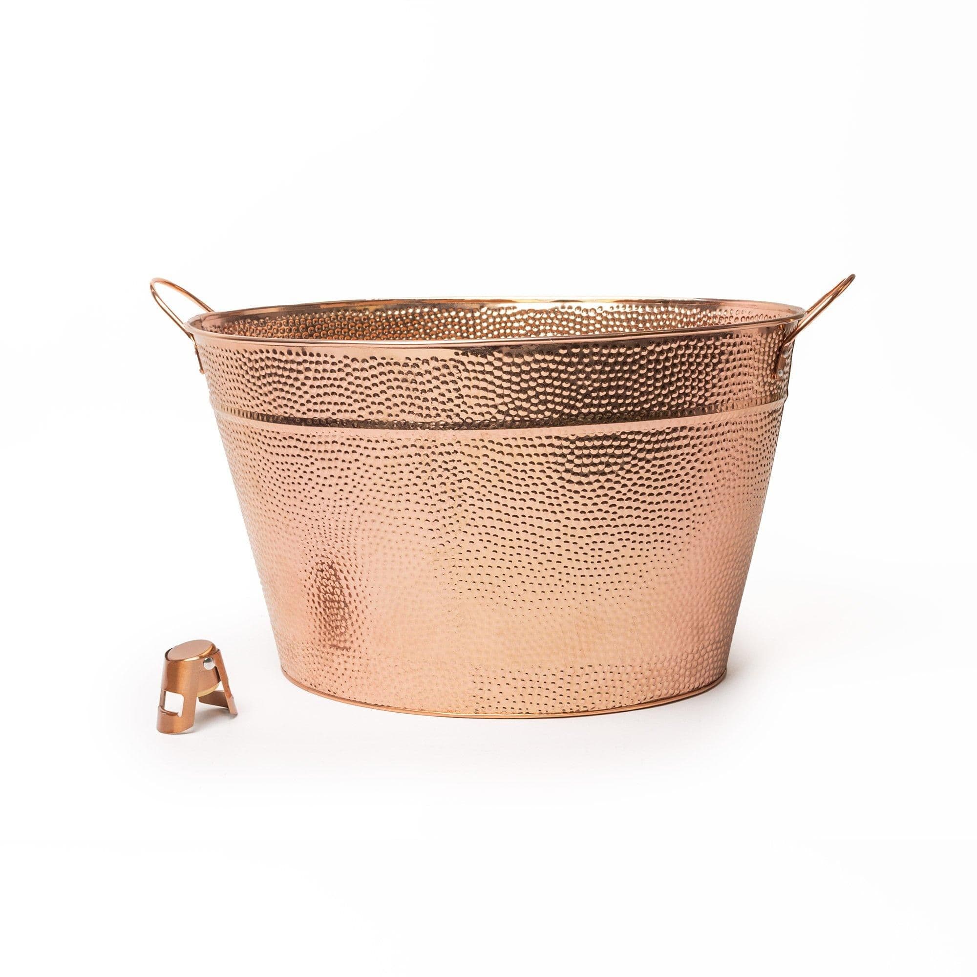 2pc Champagne Ice Bucket Set with Large Copper Ice Bucket and Stainless Steel Bottle Stopper