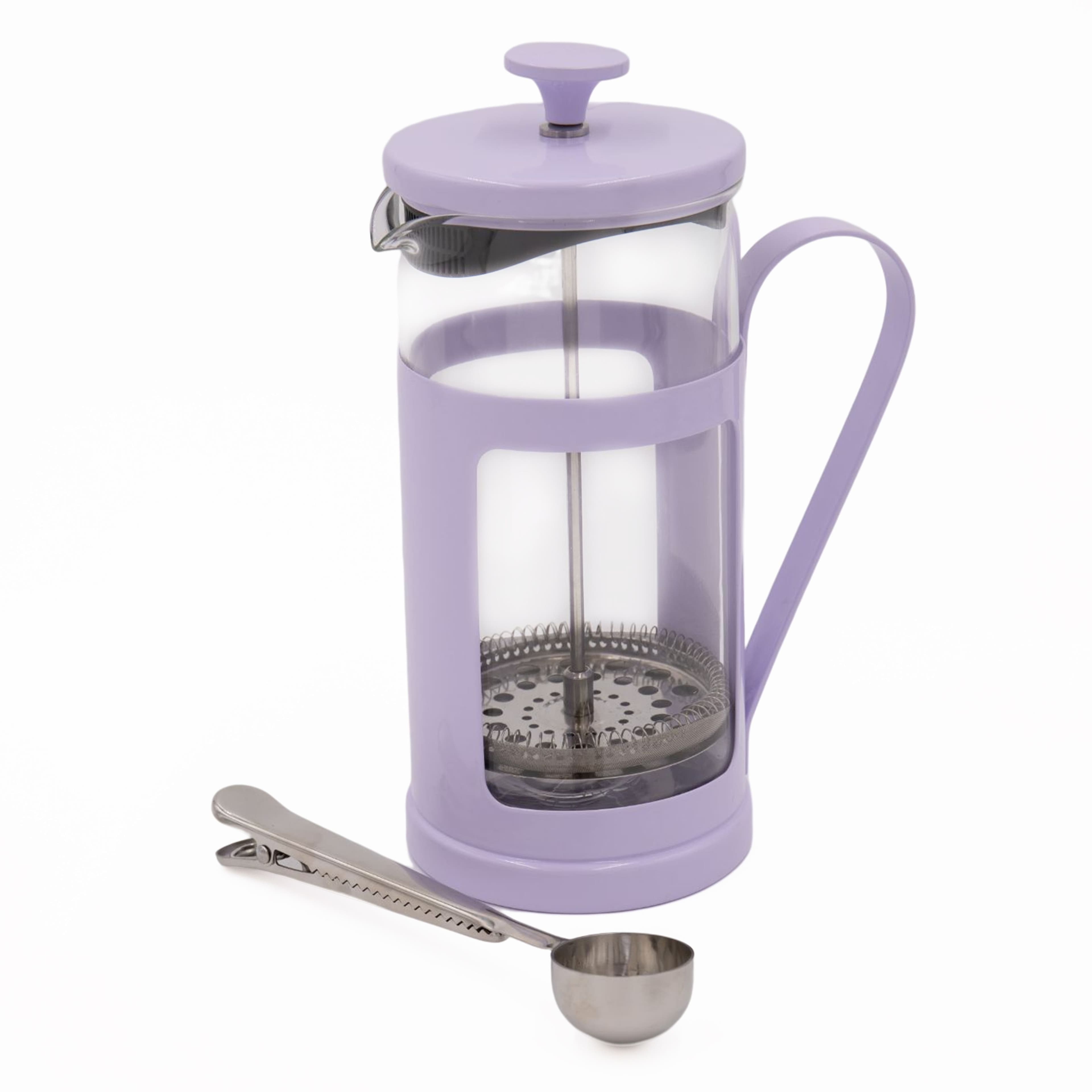 2pc Cafetière Set Monaco 8 Cup Cafetière Stainless Steel Coffee Measuring Spoon Clip