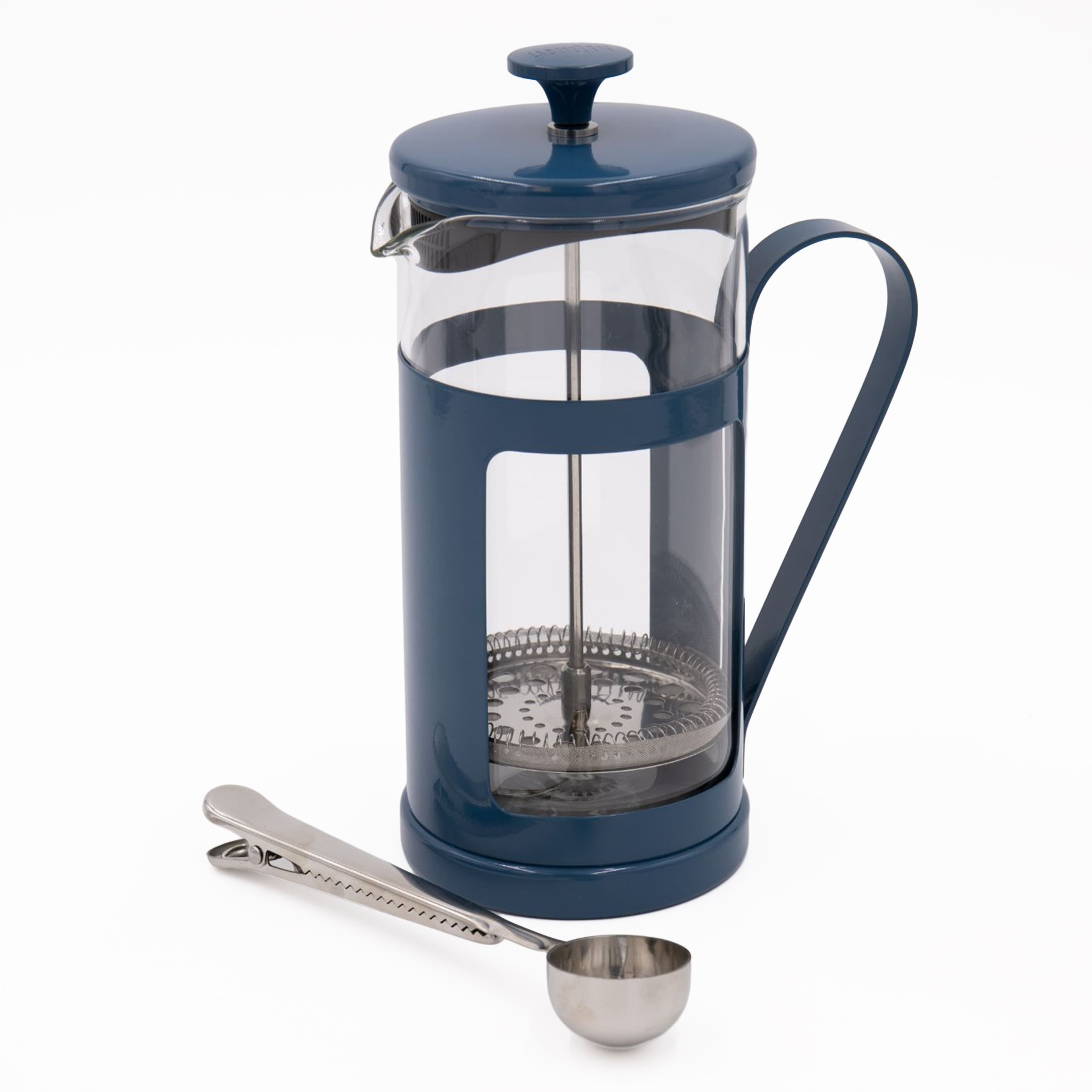 2pc Cafetière Set Monaco 8 Cup Cafetière Stainless Steel Coffee Measuring Spoon Clip