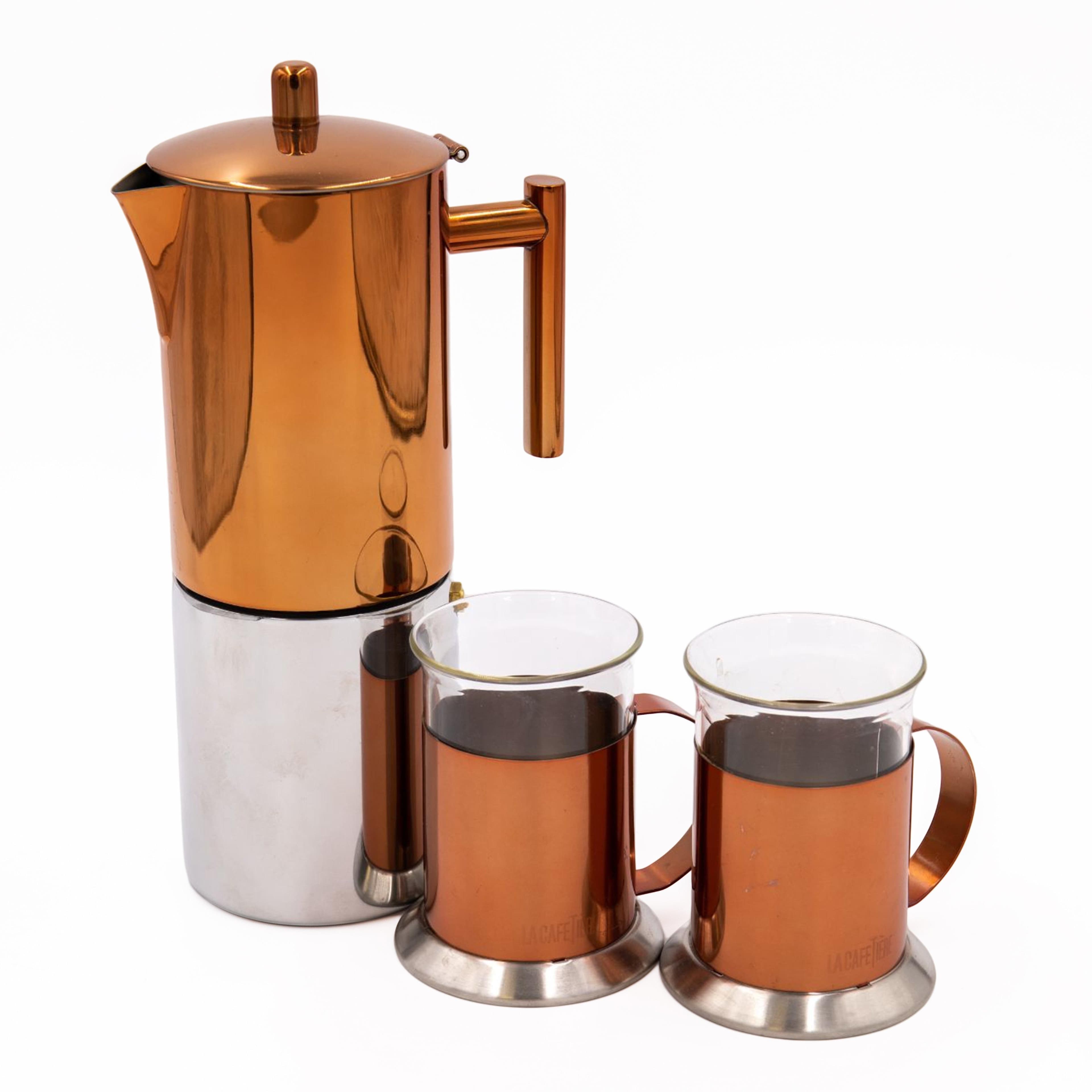 3pc Espresso Set including 10 Cup Espresso Coffee Maker Two Coffee Mugs