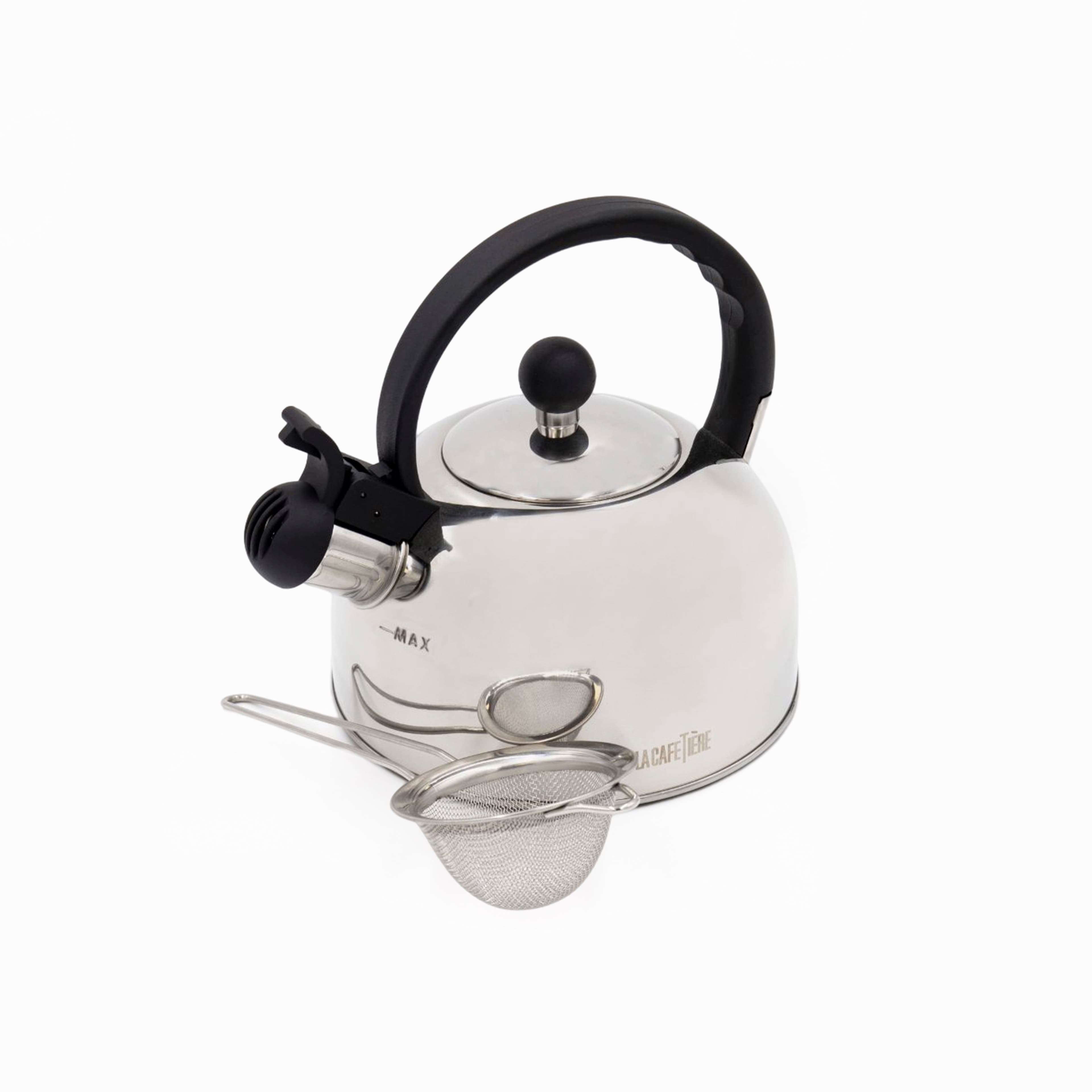 2pc Tea Set Stainless Steel Whistling Tea Kettle Long Handled Tea Strainer