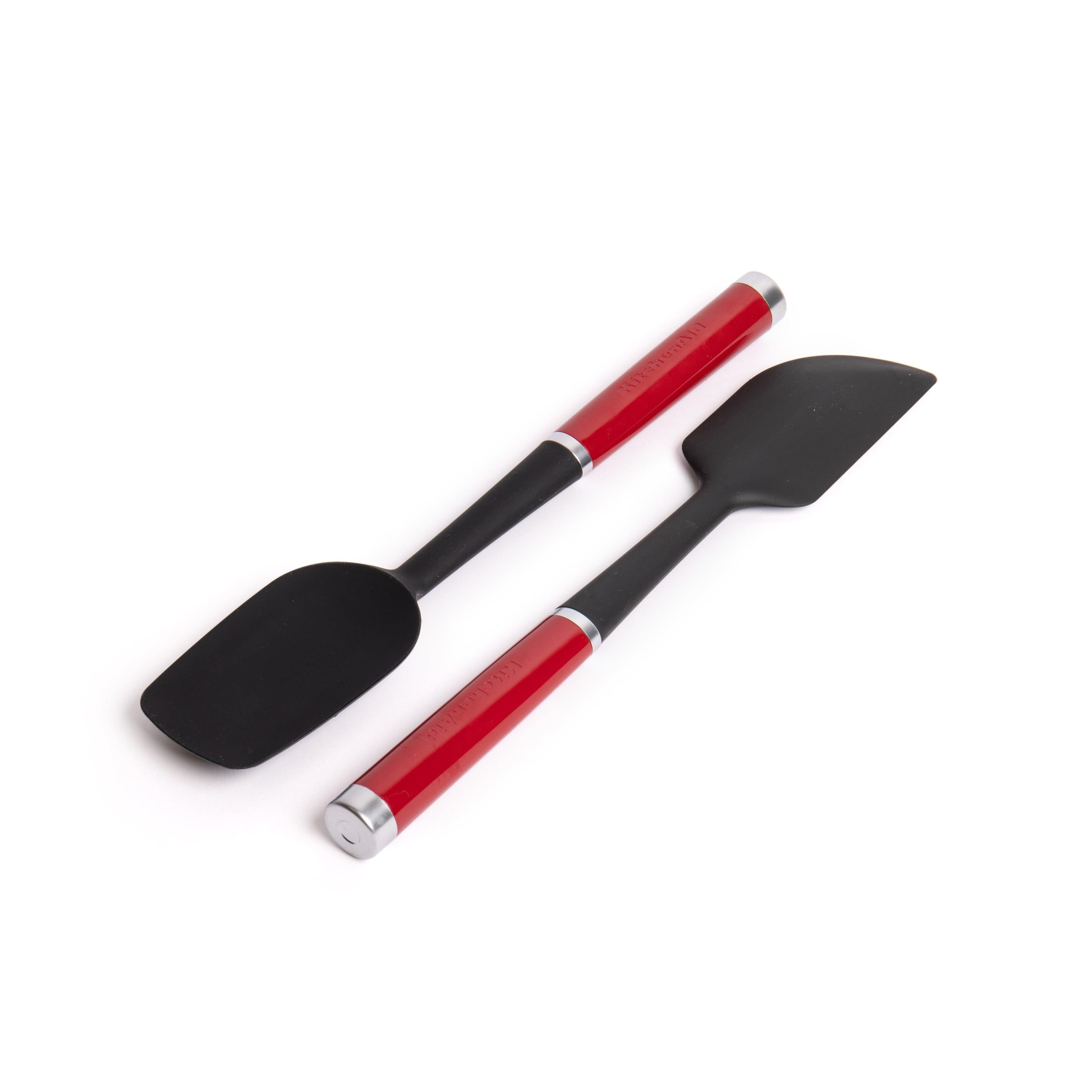 Set of 2 Empire Red Cooking Utensils with Silicone Scraper Spatula & Spoon Spatula