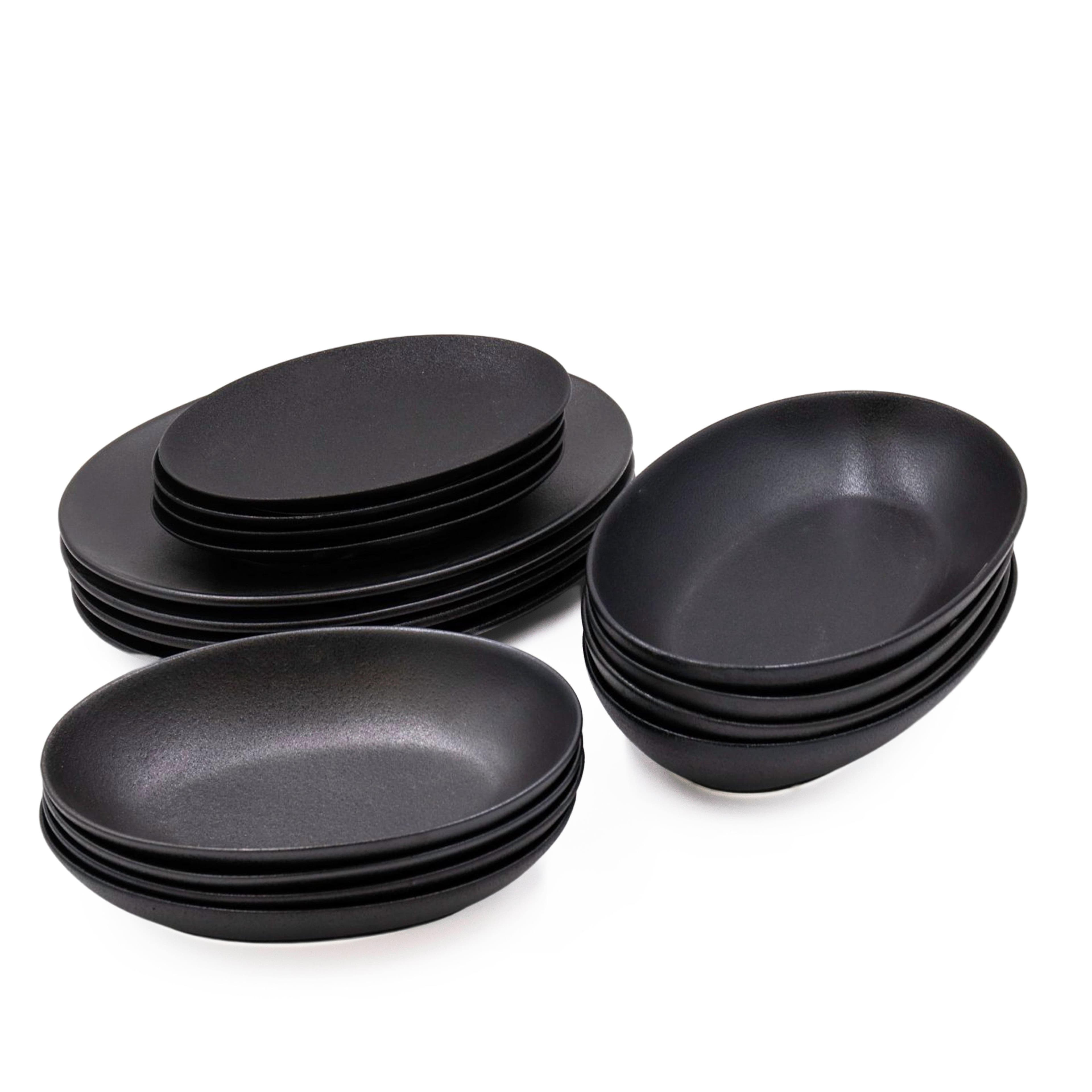 16pc Dinnerware Set 4x 25cm Plates 4x 35cm Plates 4 x 25cm Bowls 4x 30cm Bowls Caviar