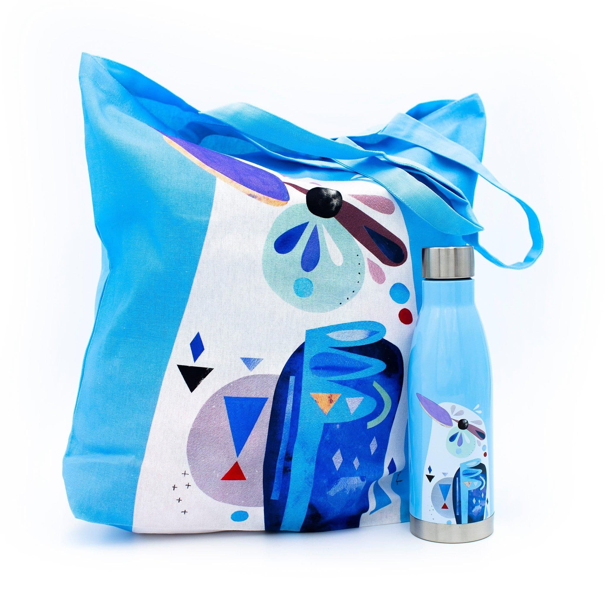 2pc Kookaburra Hydration Travel Set Double Walled Insulated Bottle Cotton Tote Bag