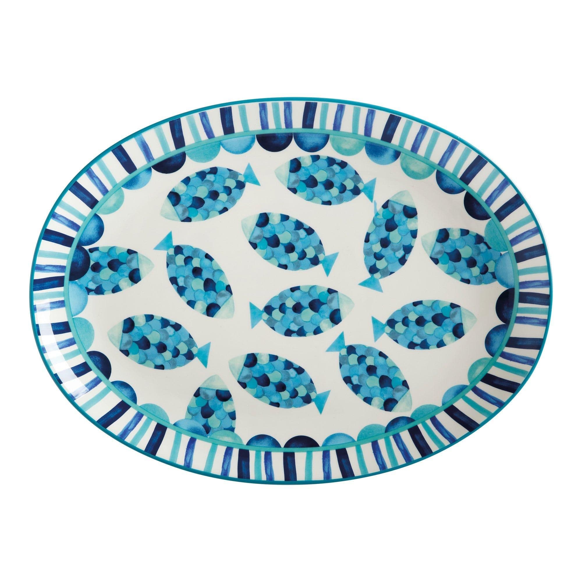 Reef Set 40 cm Oval Platter 42 cm Oval Serving Bowl Fish