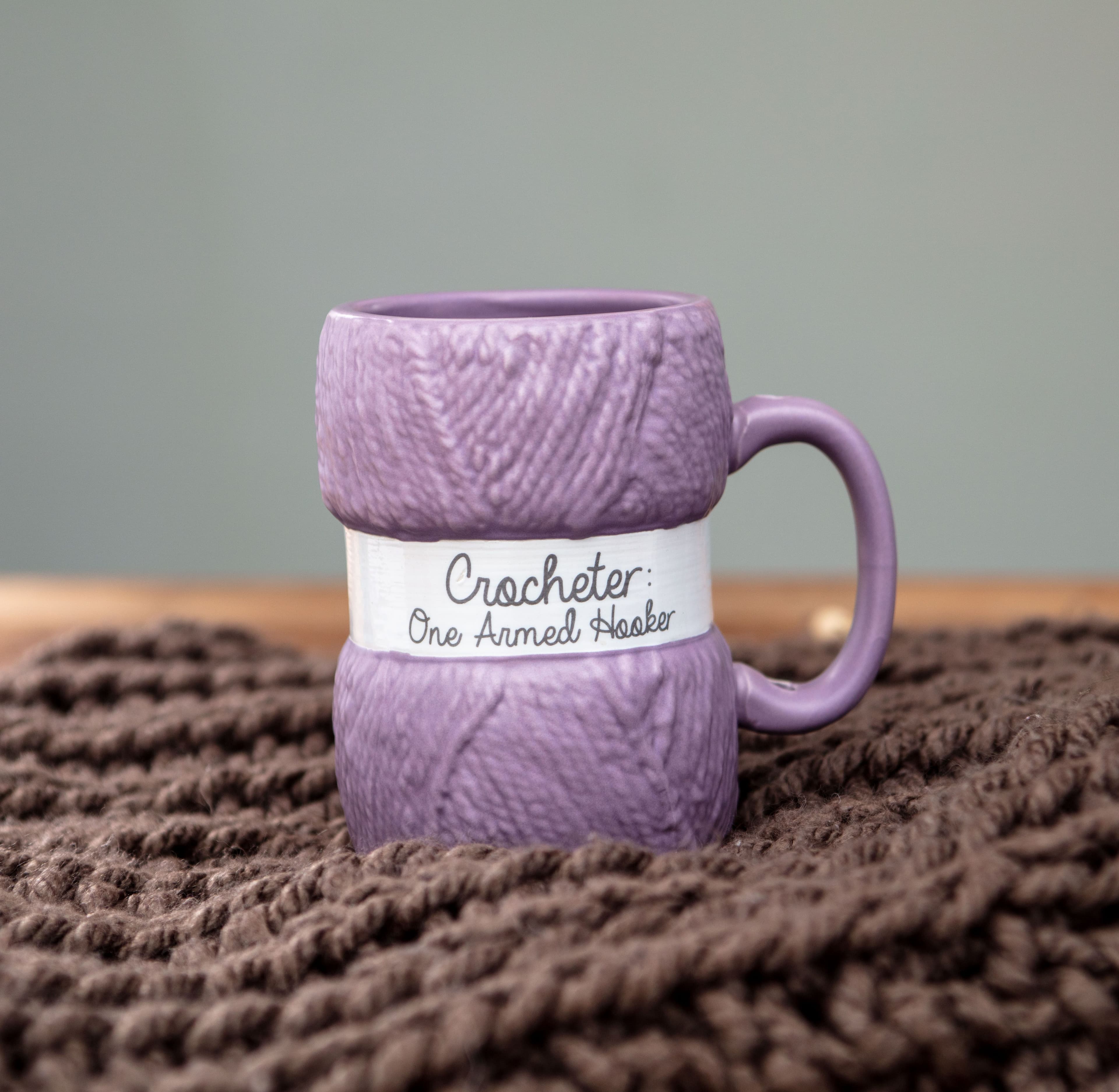 One Armed Hooker' Crochet Mug