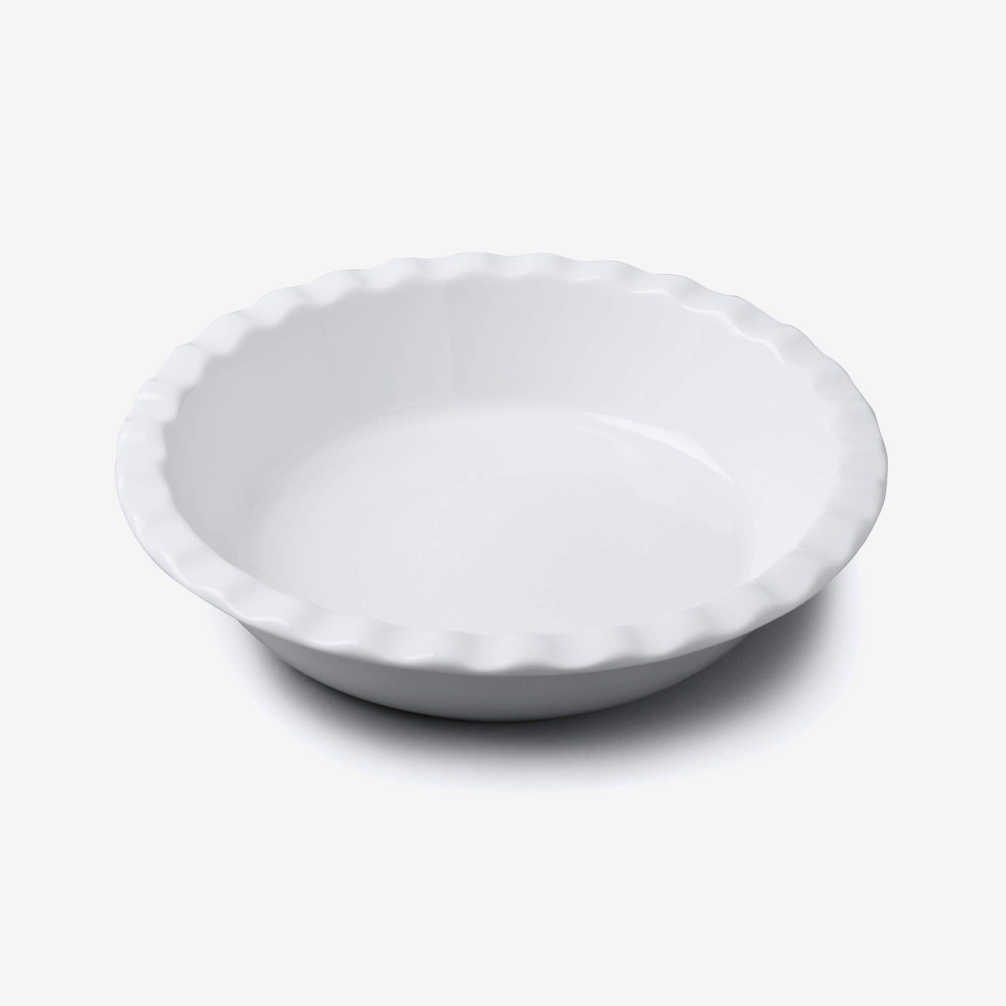 Porcelain Round Large Pie Dish Crinkle Crust Rim 27cm
