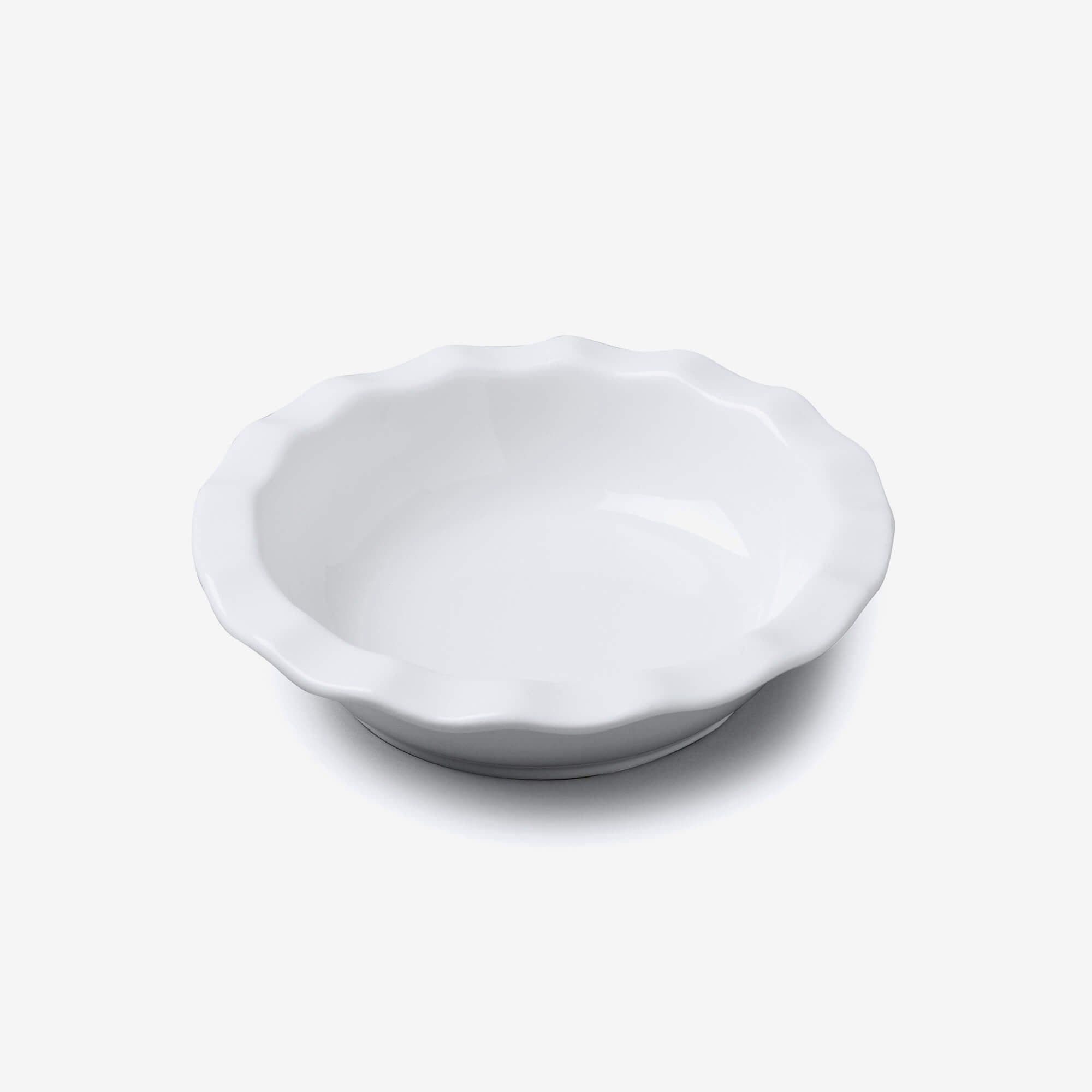 Porcelain Round Pie Dish Crinkle Crust Rim 16cm