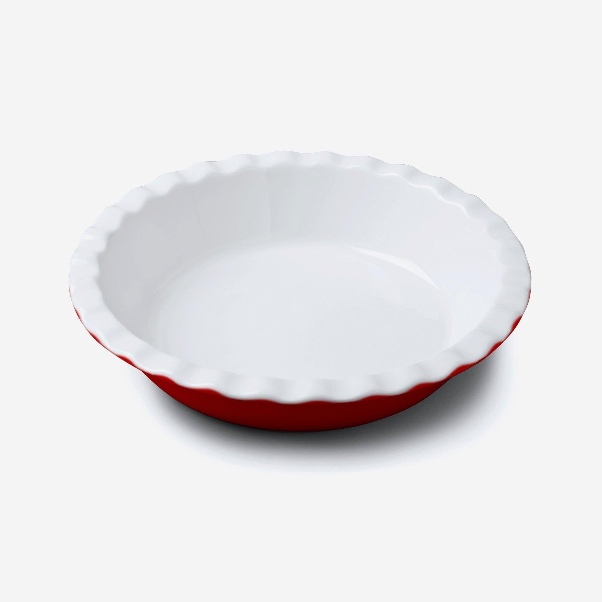 Porcelain Round Pie Dish Crinkle Crust Rim 27cm