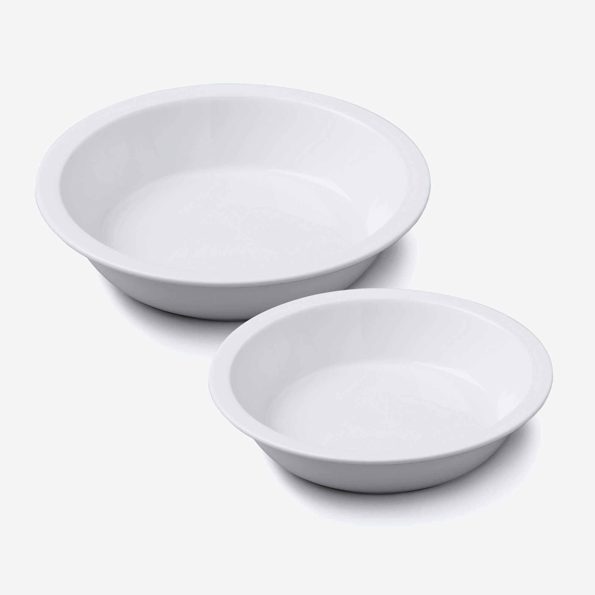 Porcelain Round Straight Edge Pie Dish Set 2