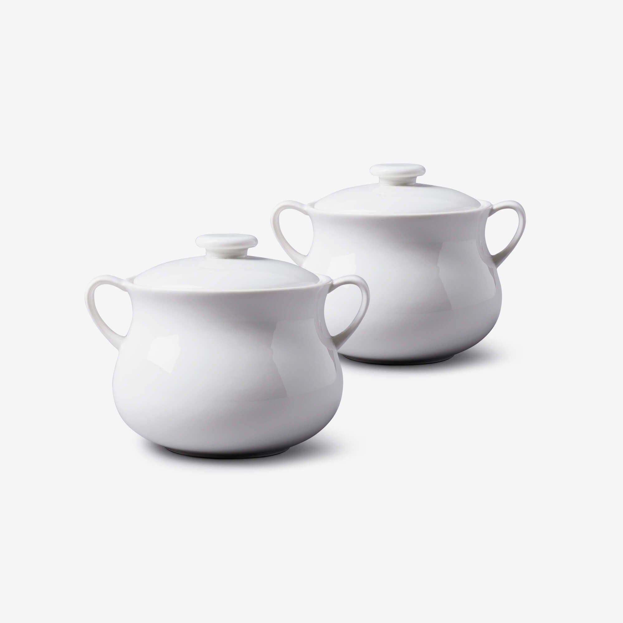 Porcelain Mini Casserole Soup Bowl Set 2