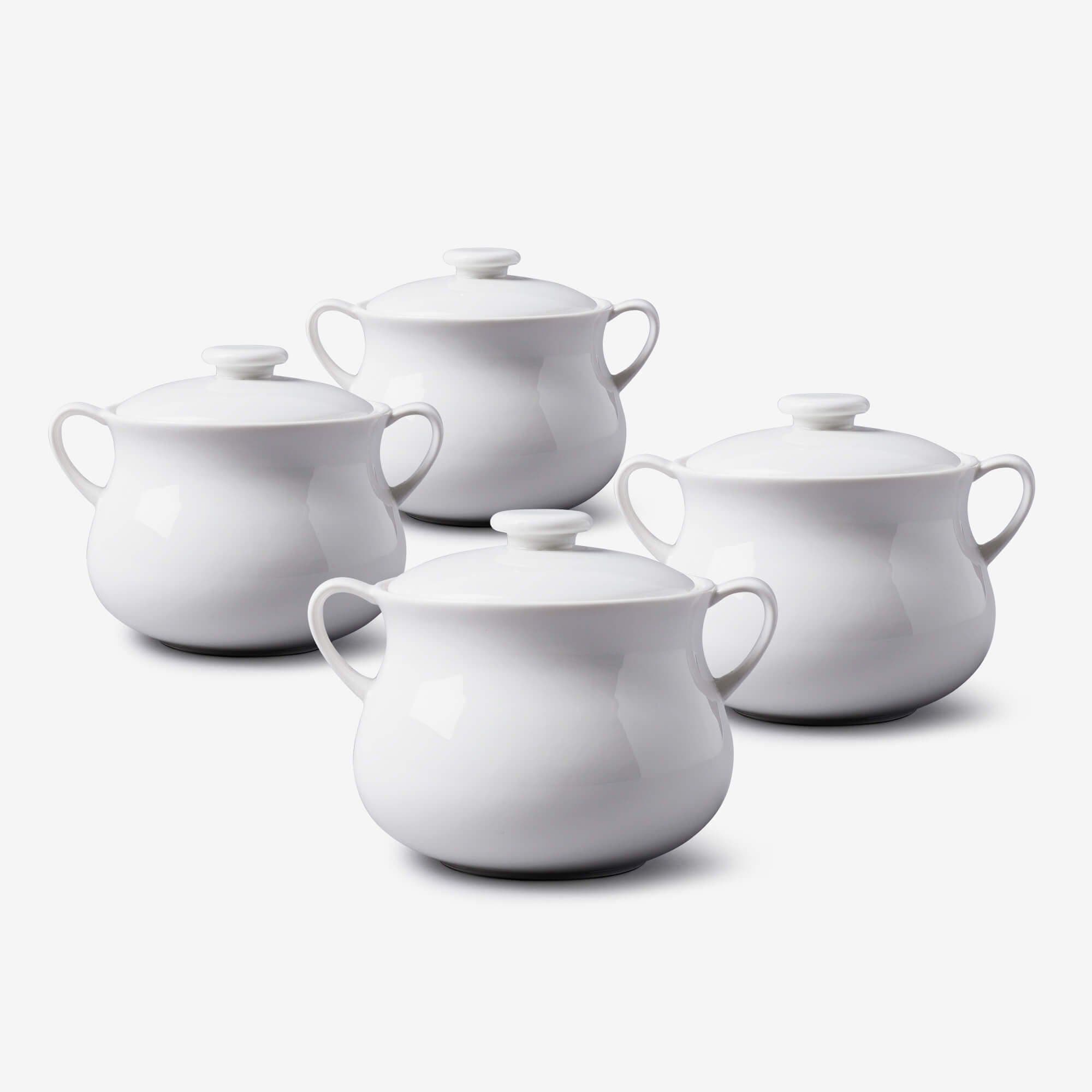 Porcelain Mini Casserole Soup Bowl Set 4