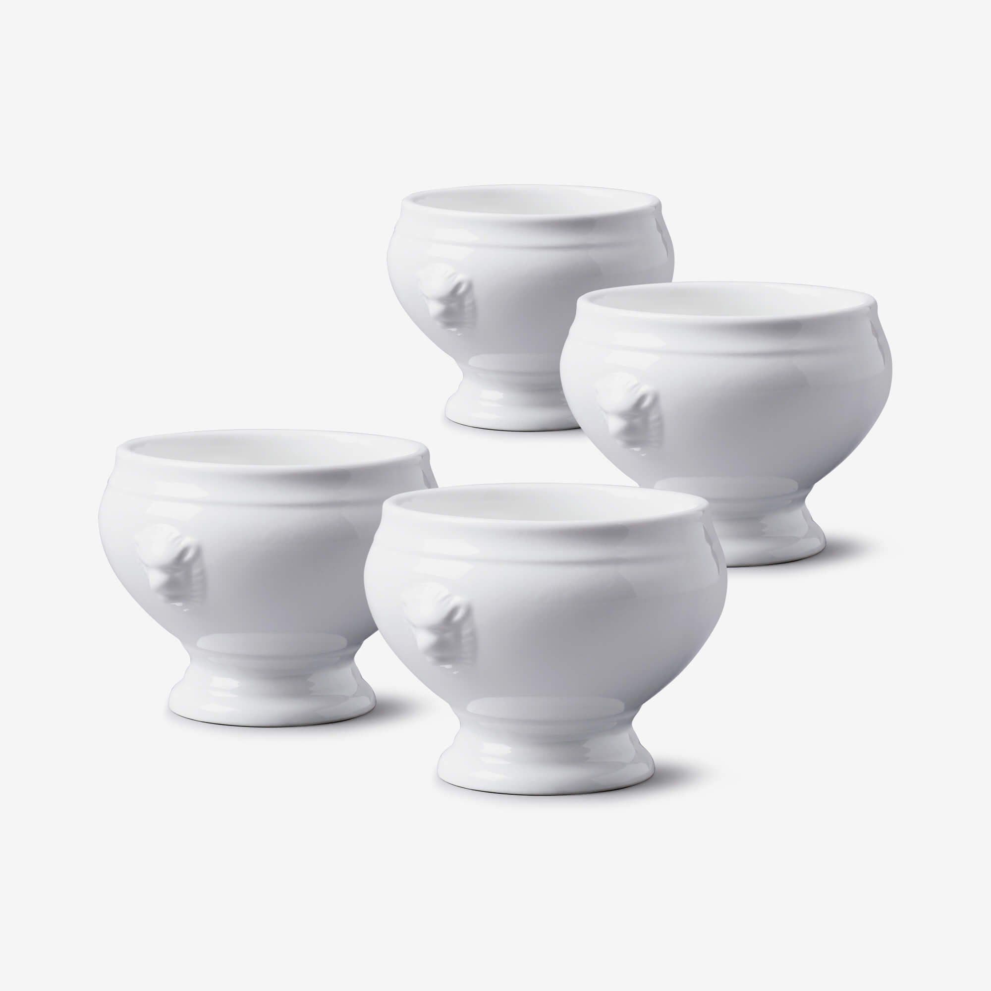 Porcelain Lion Head Soup Bowl Set 4
