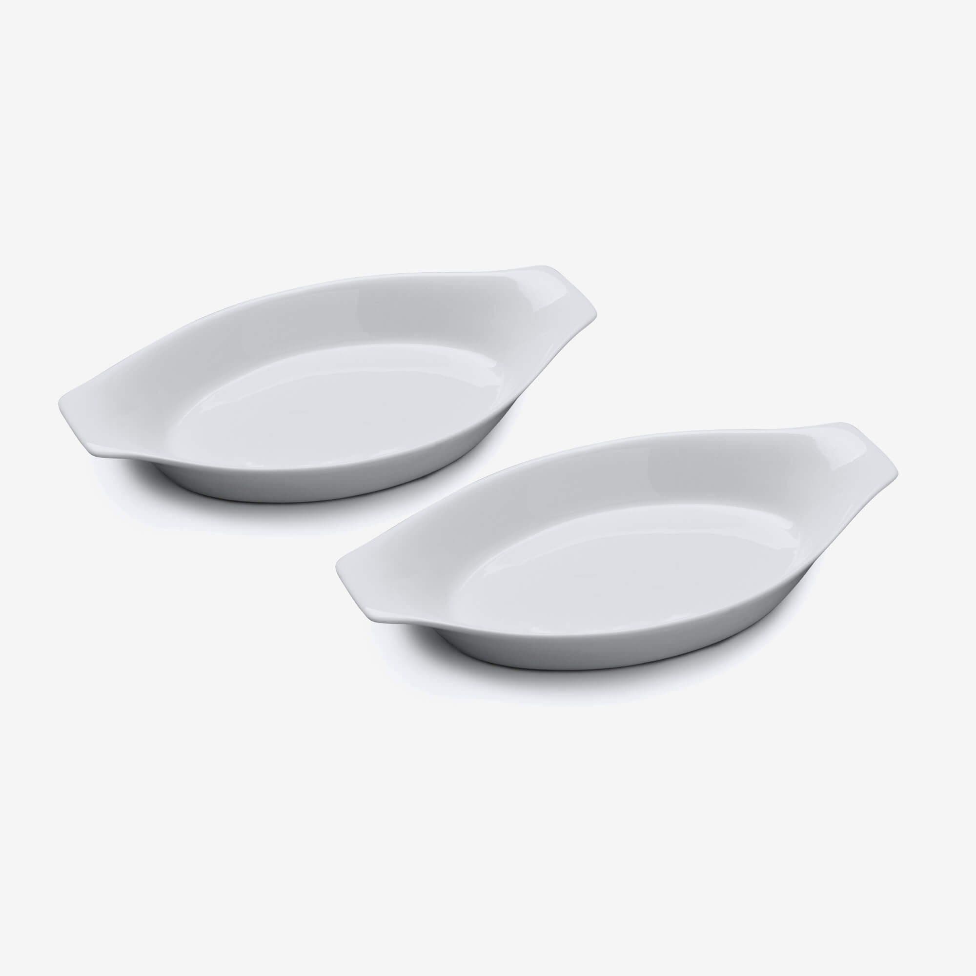 Porcelain Oval Gratin Dish 21cm Set 2