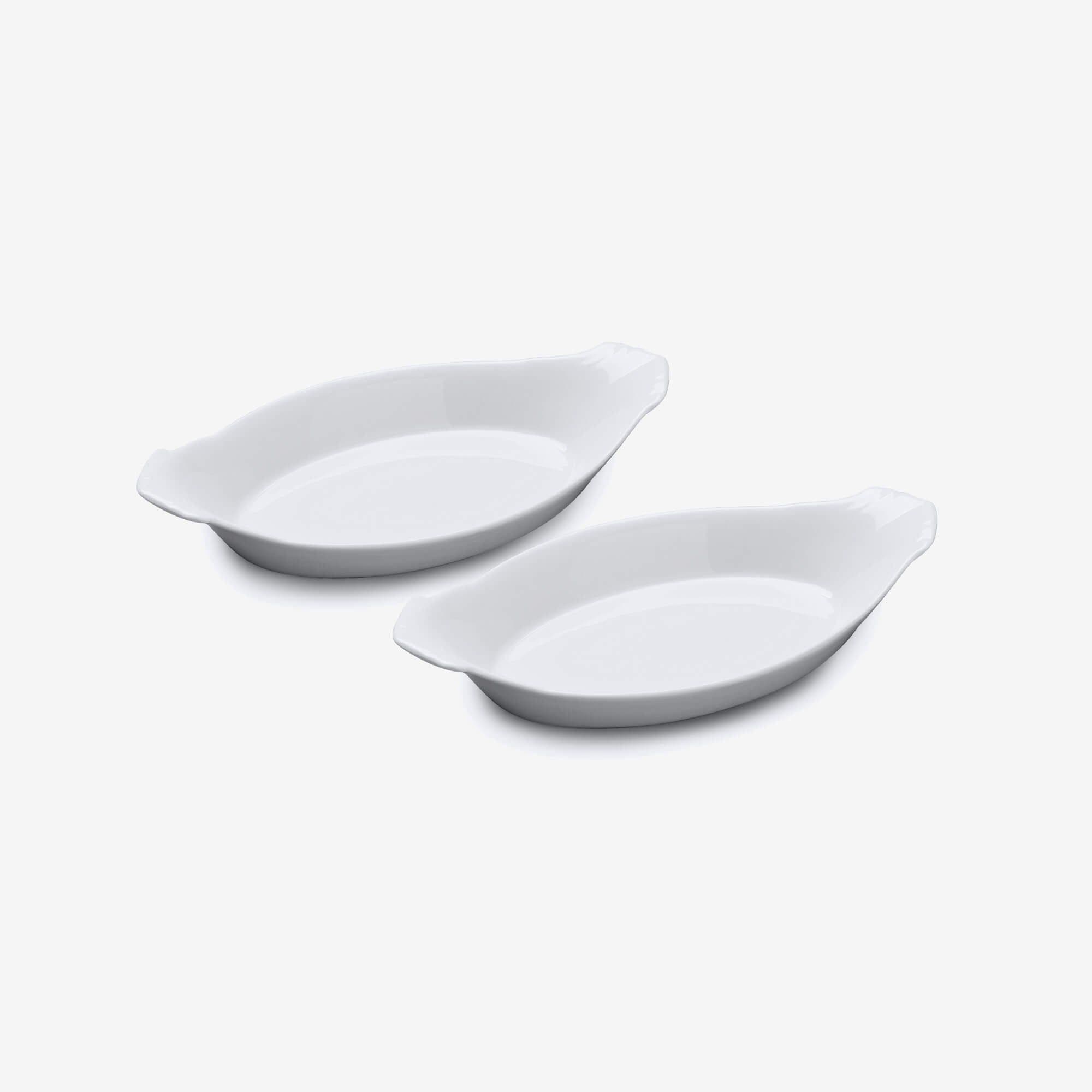 Porcelain Traditional Oval Gratin Dish 17cm Set 2