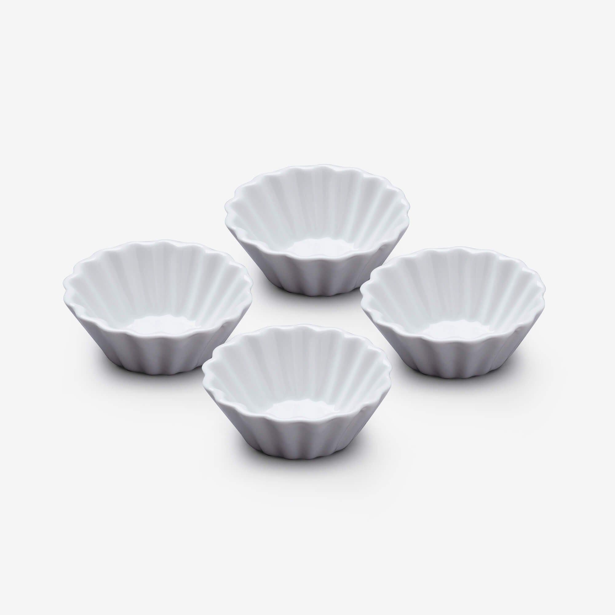 Porcelain Mini Crinkle Shaped Dish Set 4