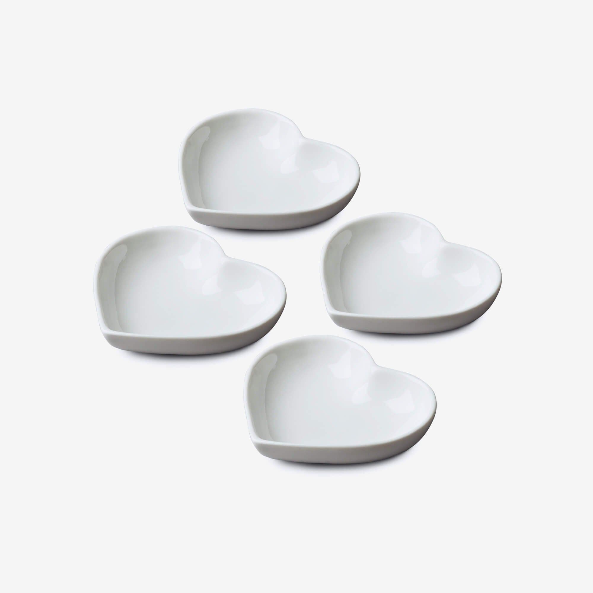 Porcelain Mini Heart Shaped Dish Set 4