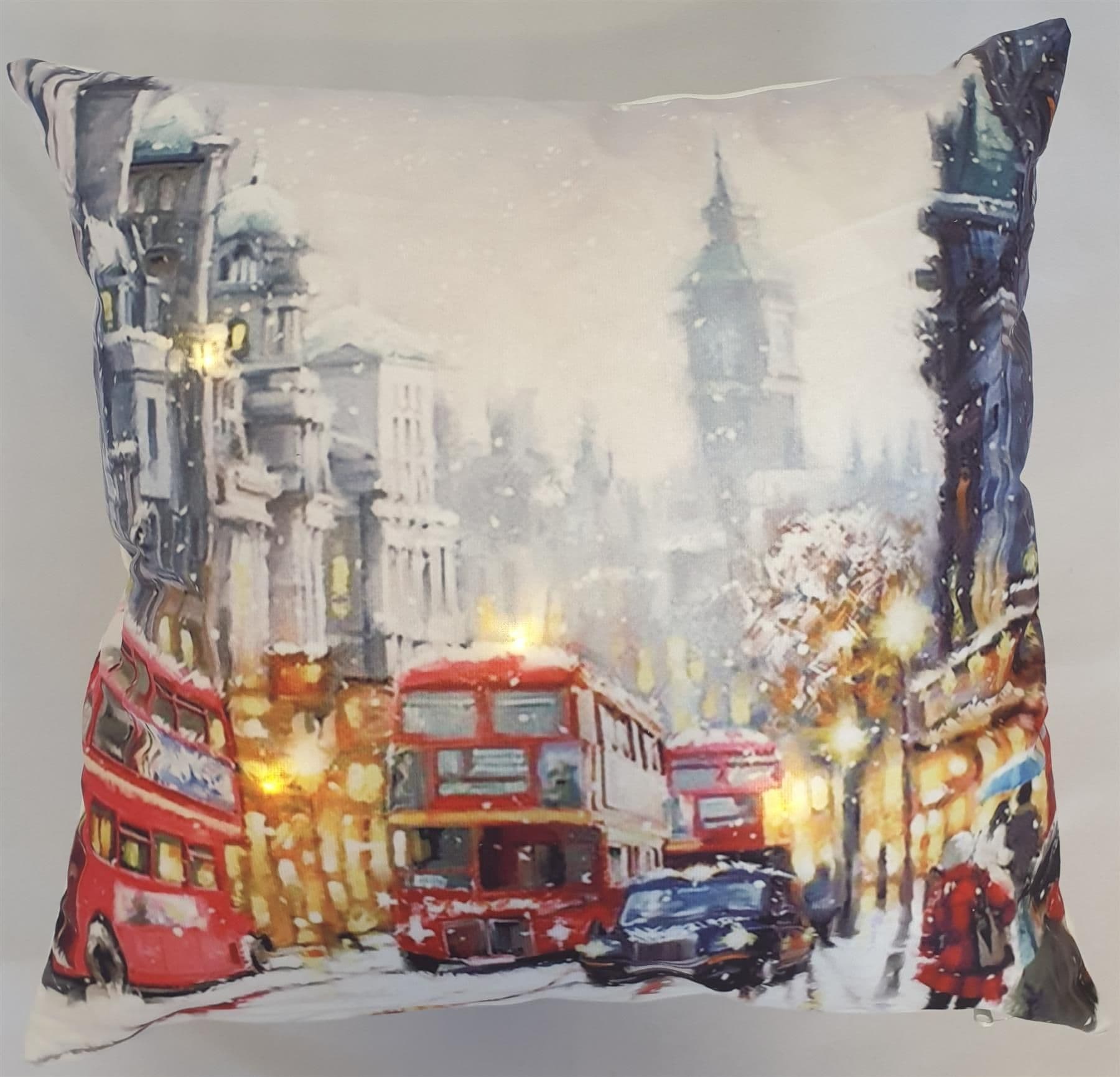 Christmas LED lights Santa 45cm x 45cm Cushion