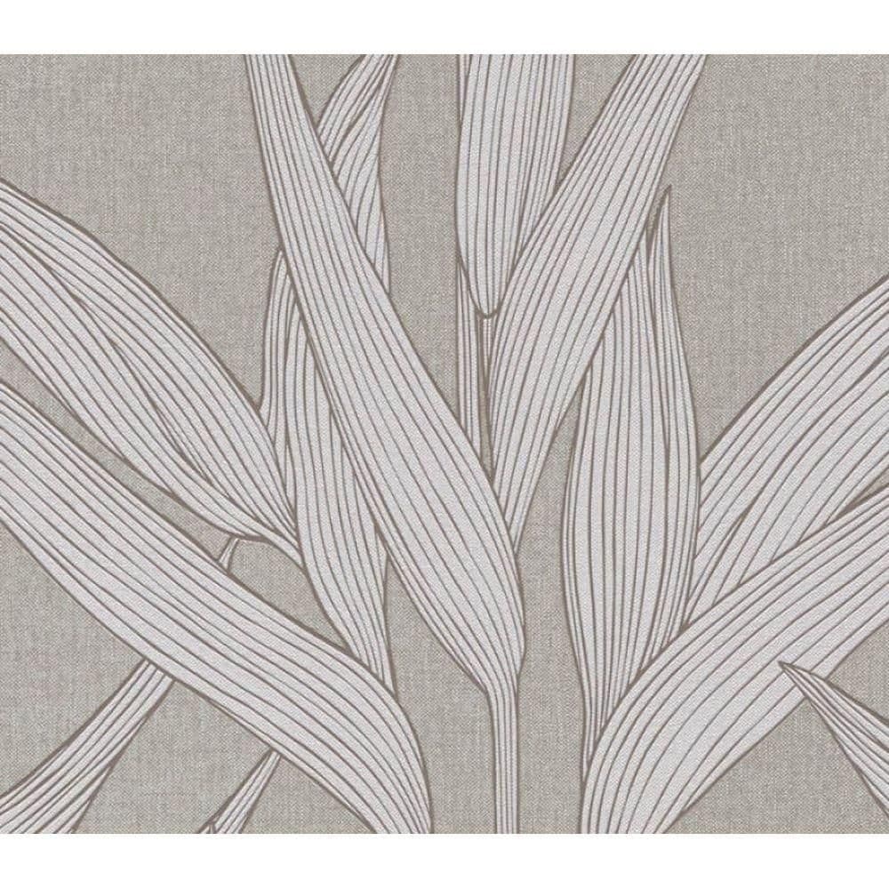 Hygge Scandinavian Leaf Pattern Textured Linen Effect Wallpaper