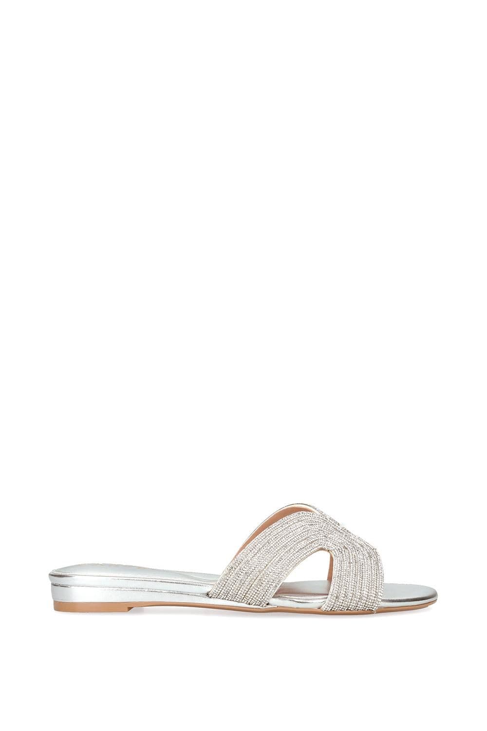 Carvela Women's 'Gala Mule Jewel' Flats in Silver | Size: 4