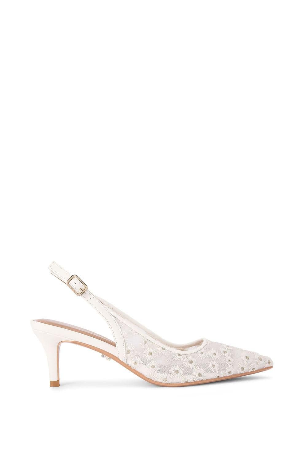 Carvela Women's 'Positano Sling Low' Fabric Heels in White | Size: 7
