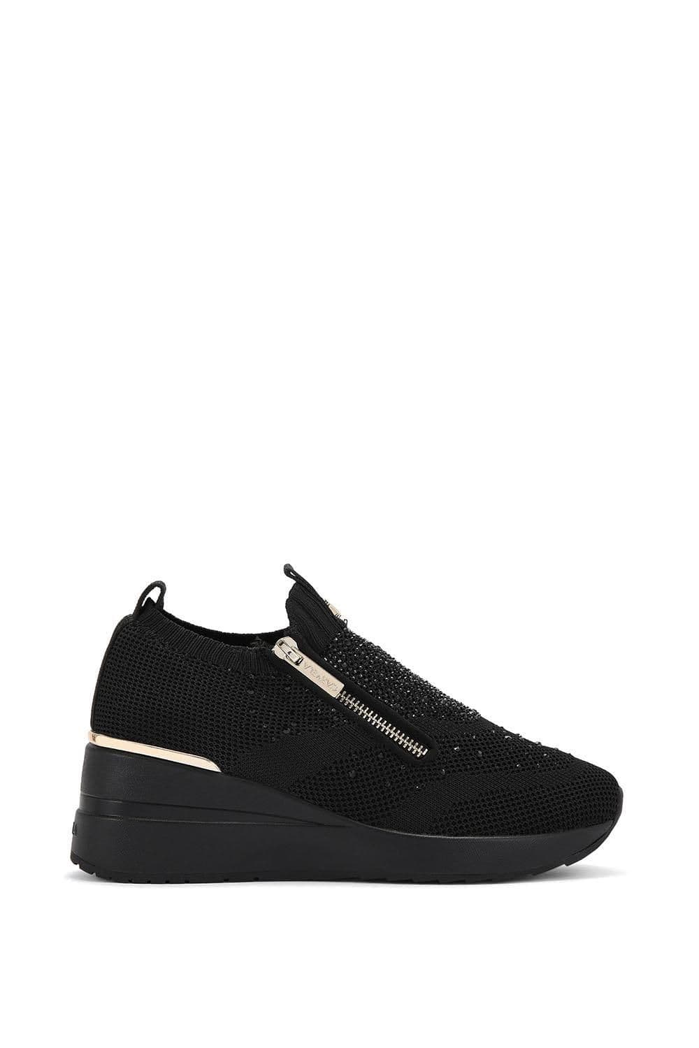 Carvela Women's 'High Rise Zip Knit' Trainers in Black | Size: 6