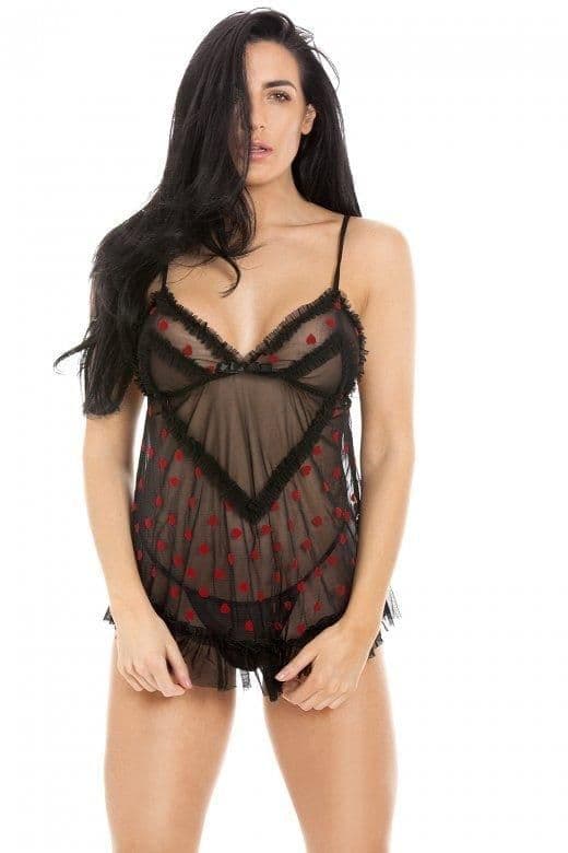 Seductive Mesh Babydoll Hearts