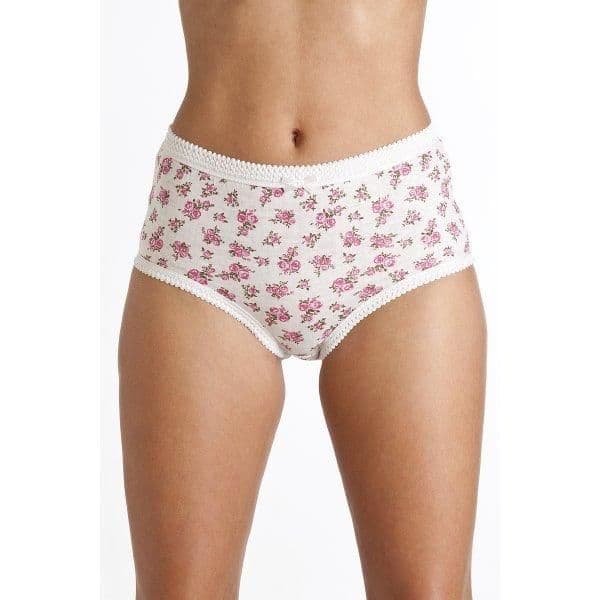 Three Pack High Waisted Comfort Briefs Frilled Waist Line & Centre Bow