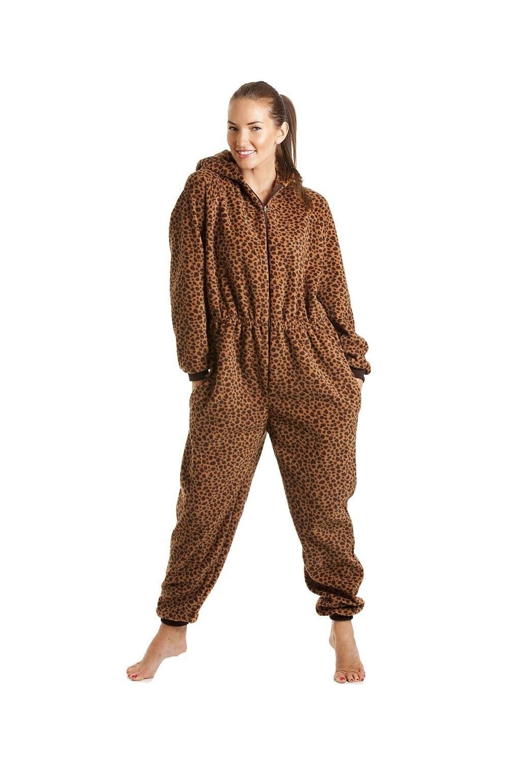 Luxury All One Animal Print Hooded Fleece Onesie