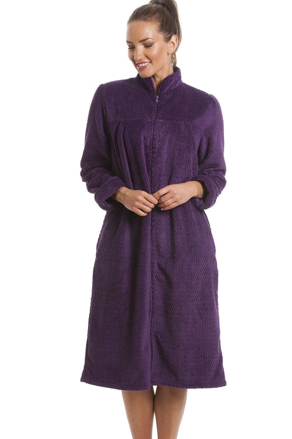 Soft Fleece Zip Front Housecoat