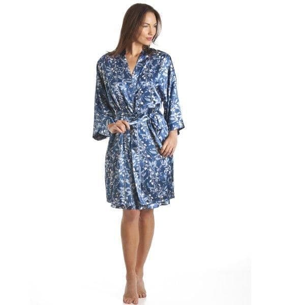 Luxury Kimono Style Floral Satin Chemise & Wrap Set