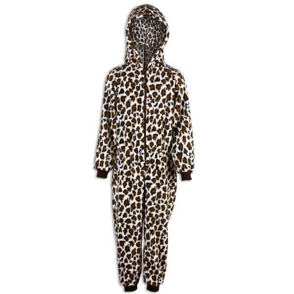 Supersoft Snow Leopard Print Hooded All One Onesie