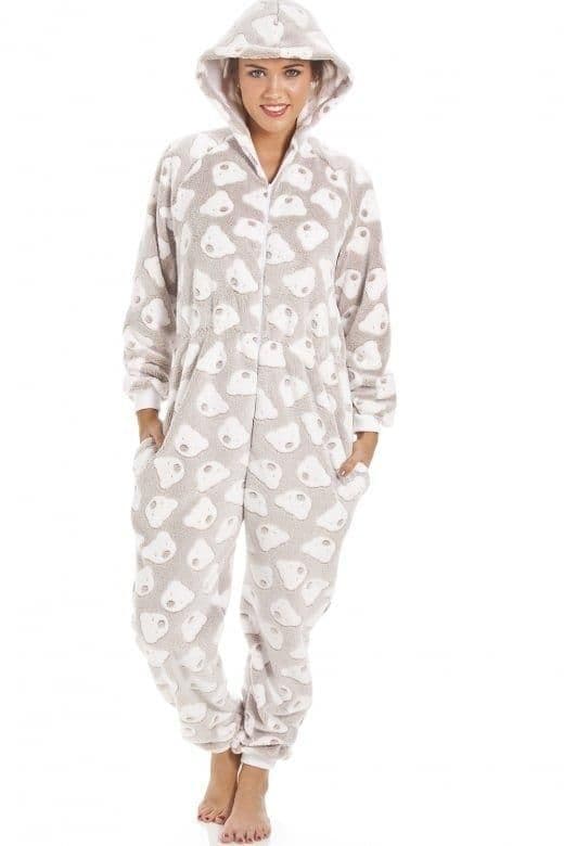 Supersoft Cuddle Fleece Bear Print Hooded Onesie