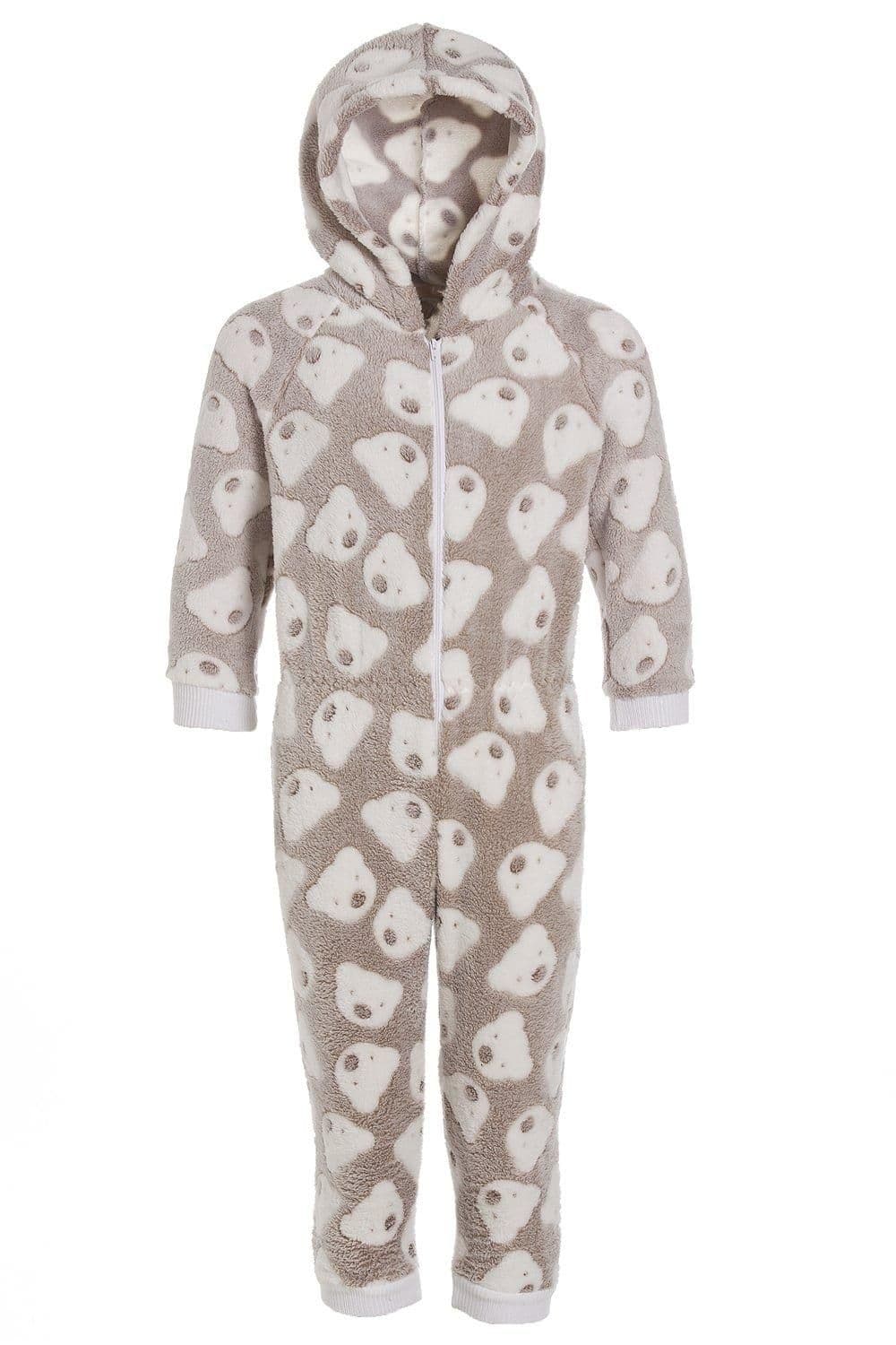 Supersoft Knitted Bear Print Hooded All One Onesie