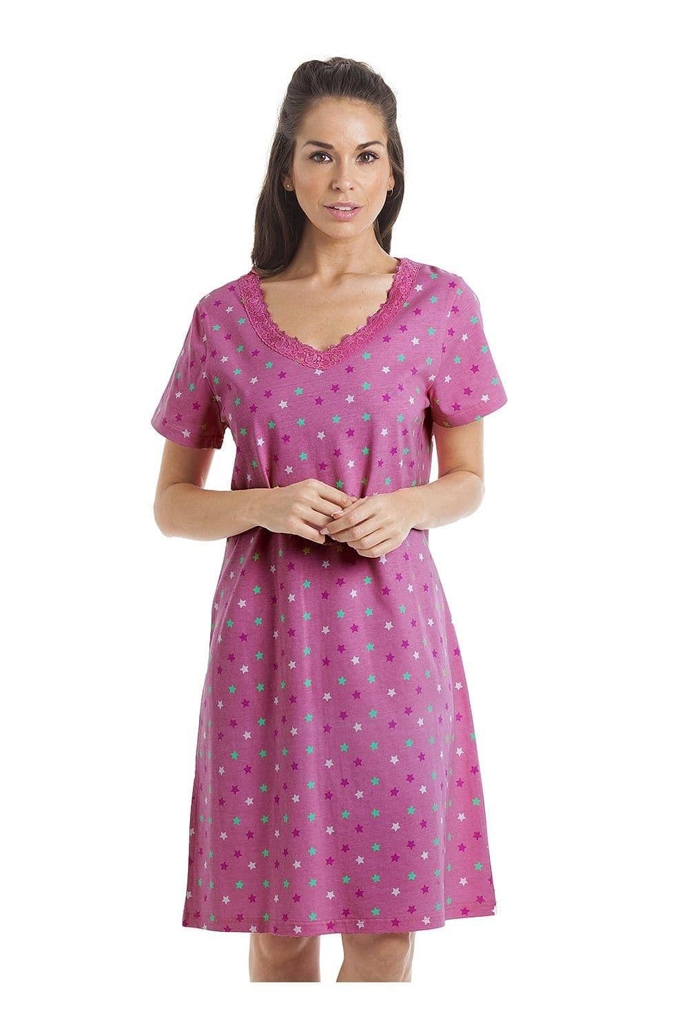 Multicoloured Star Print Cotton Summer Nightshirt