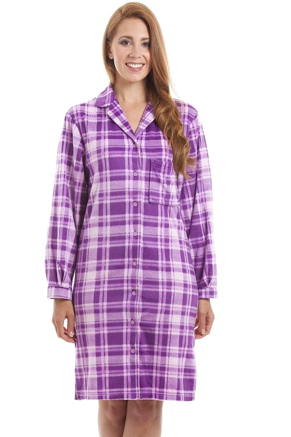 Checkered Button Front Nightshirt