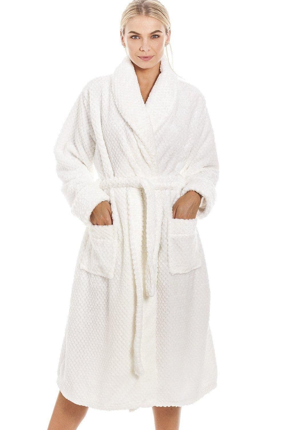 Supersoft Honeycomb Textured Shawl Collar Bathrobe
