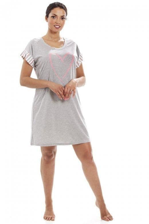 Short Sleeve Plain Nightshirt Heart Motif