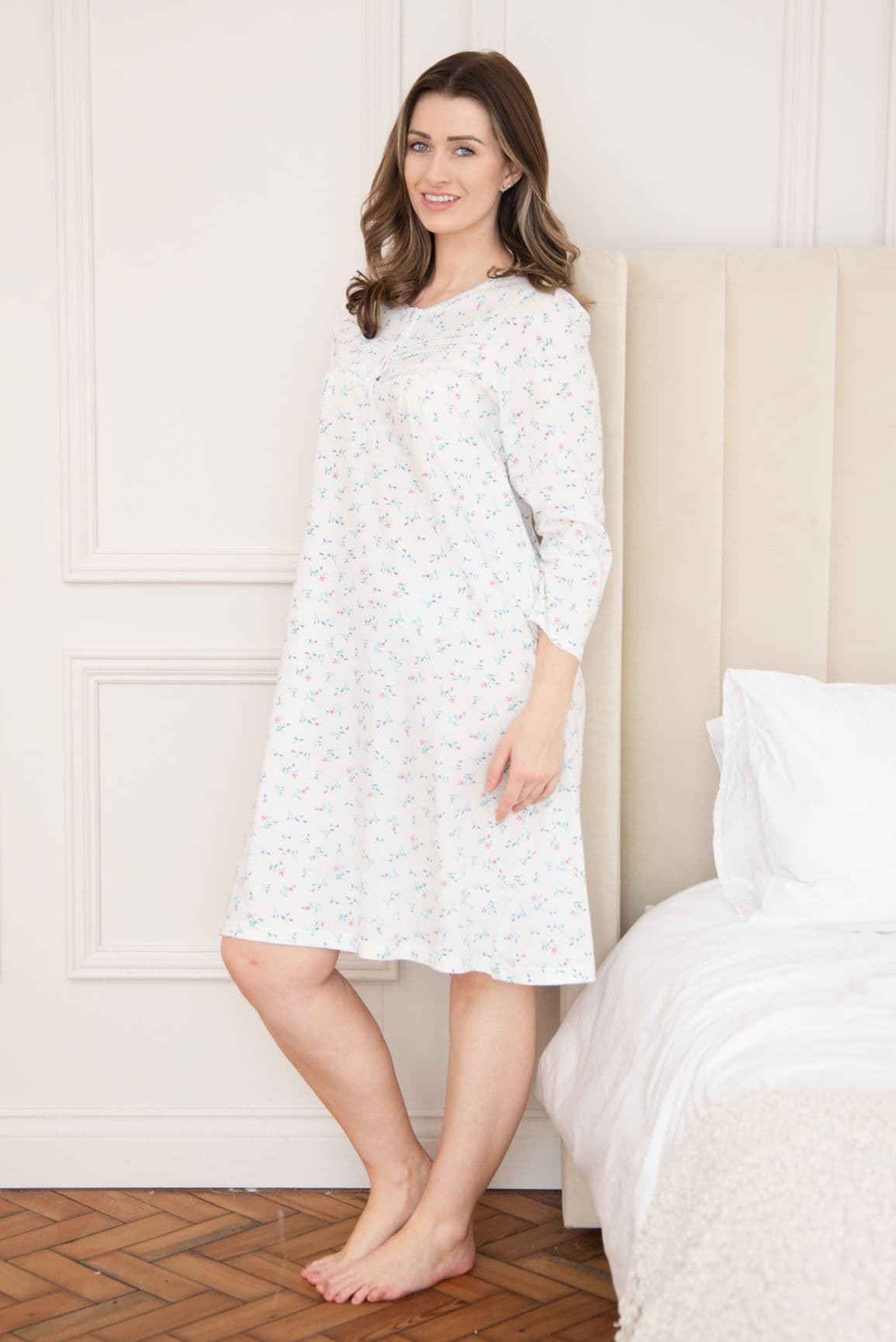 Classic Jersey Long Sleeve Floral Print Nightdress
