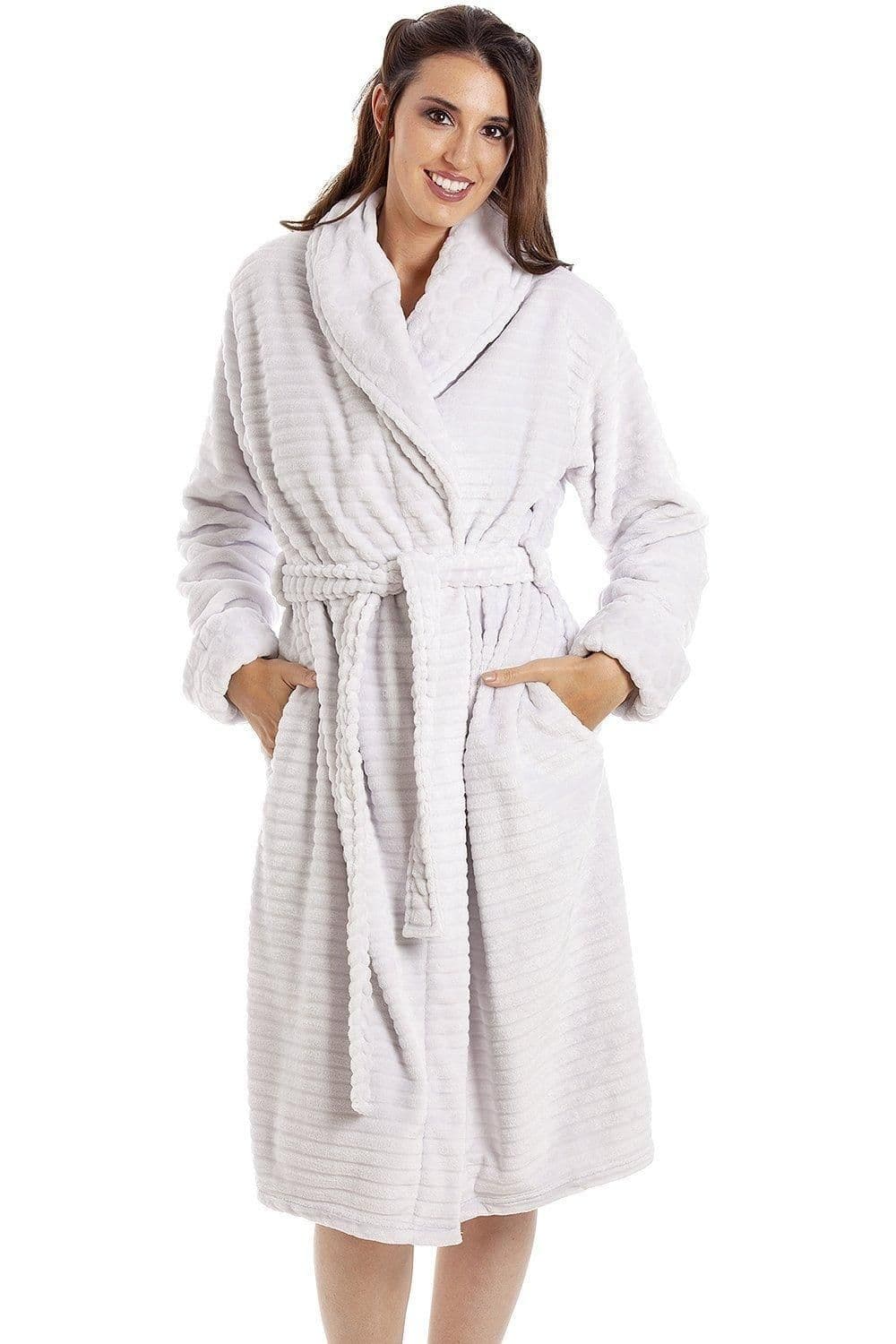 Supersoft Fleece Shawl Collar Stripe Bathrobe