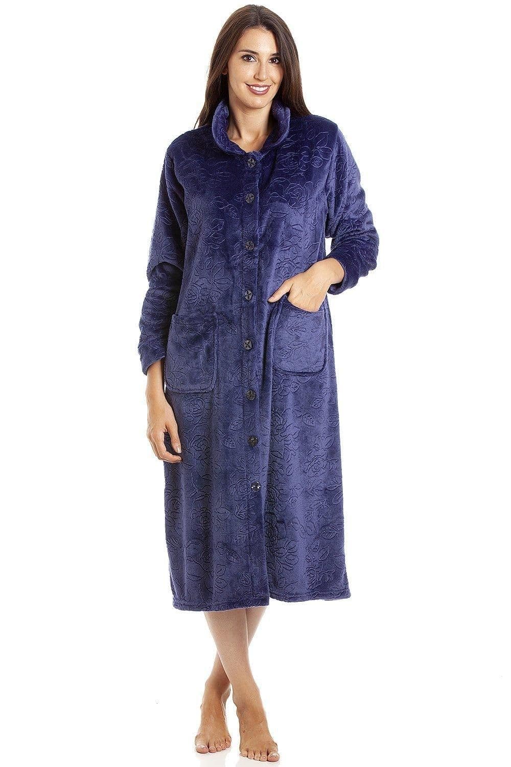 Supersoft Classic Rose Embossed Button Up Housecoat