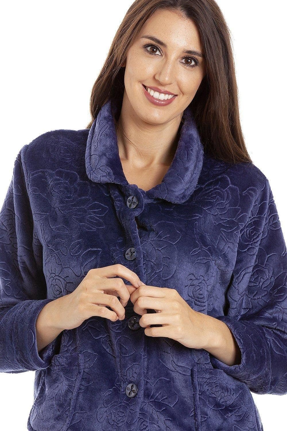 Button Up Rose Embossed Bed Jacket